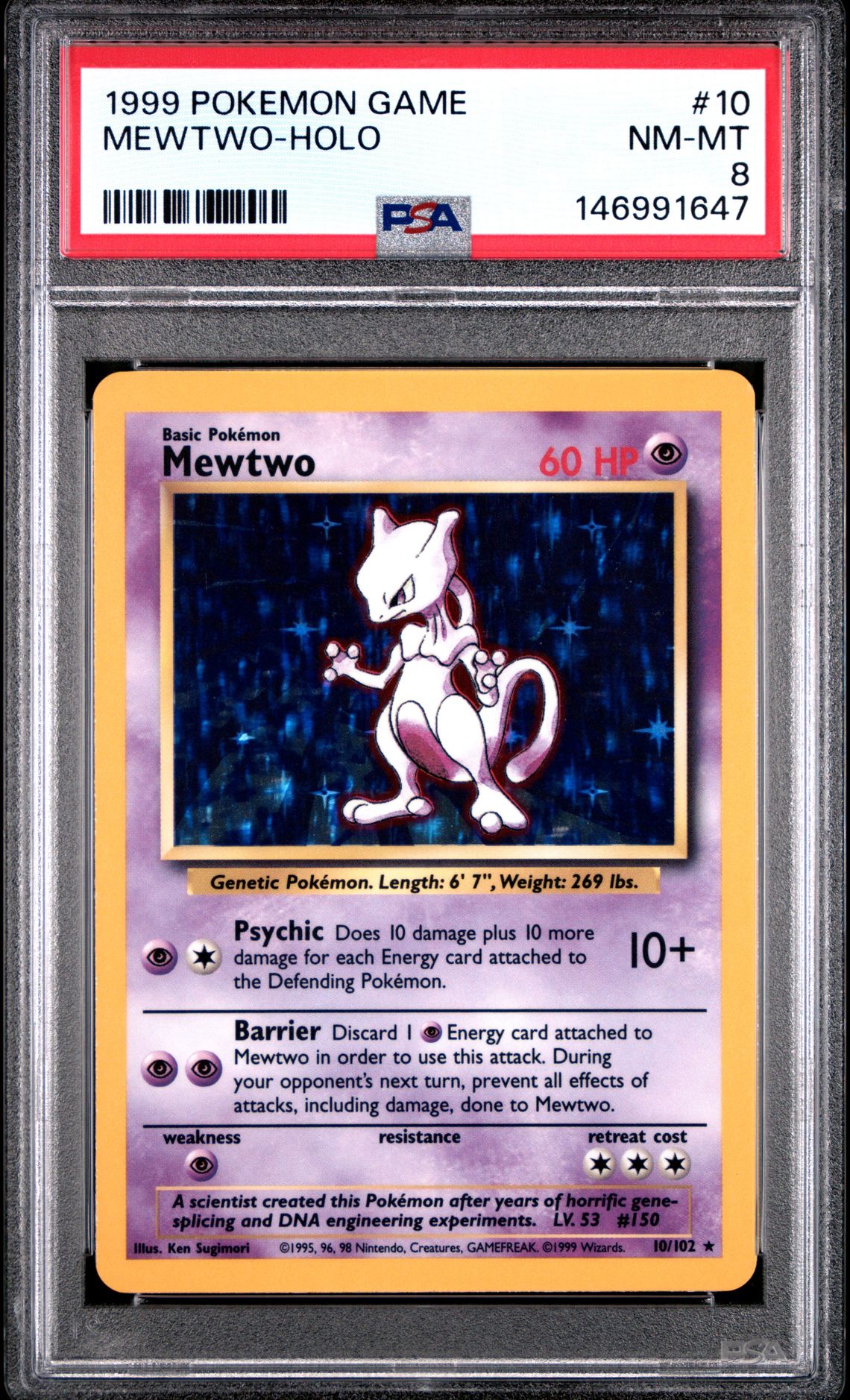 1999 Pokemon POKEMON GAME Holo #10 Mewtwo front