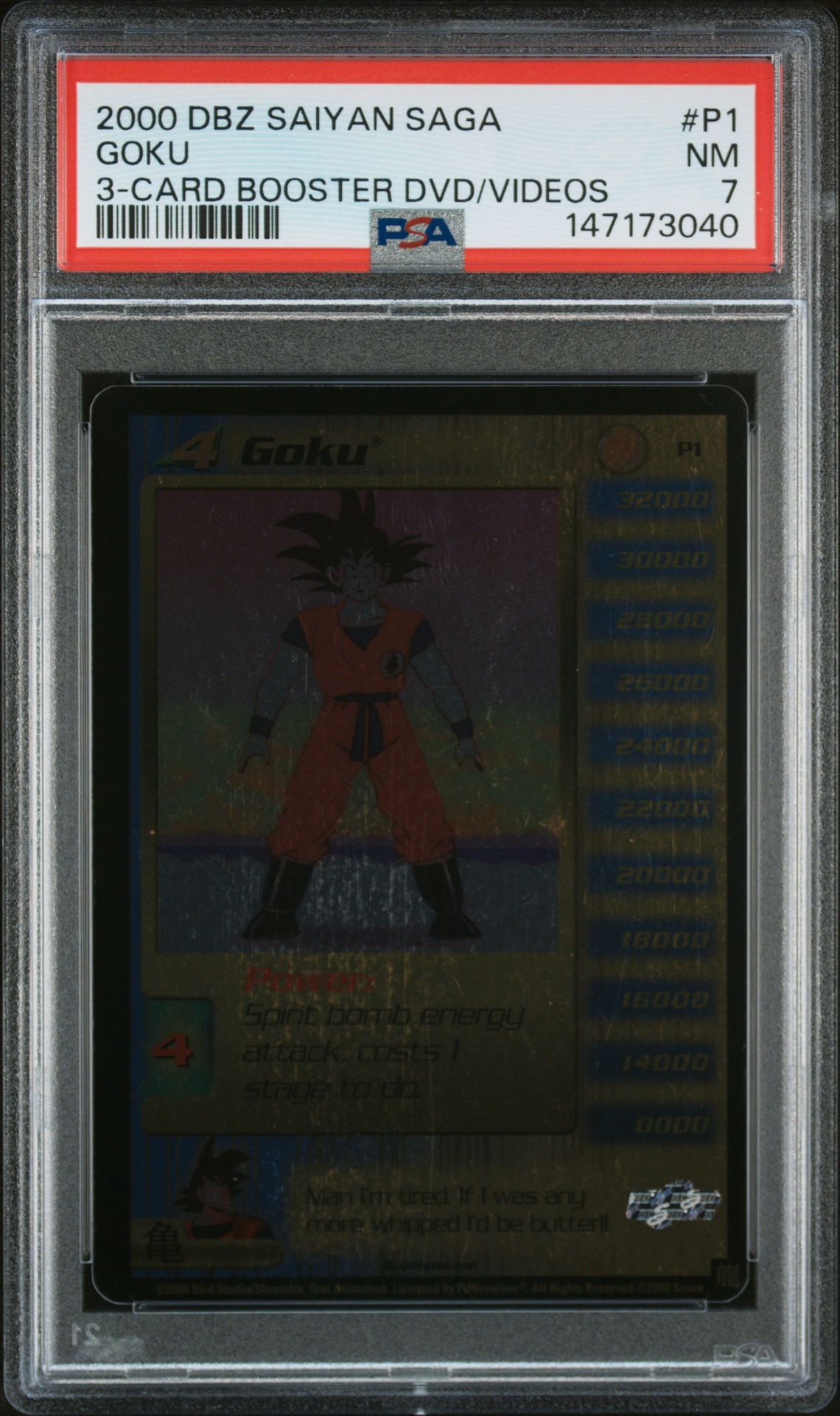 2000 SCORE DRAGON BALL Z SAIYAN SAGA SAIYAN PROMOS 3-CARD BOOSTER DVD/VIDEOS #P1 Goku front