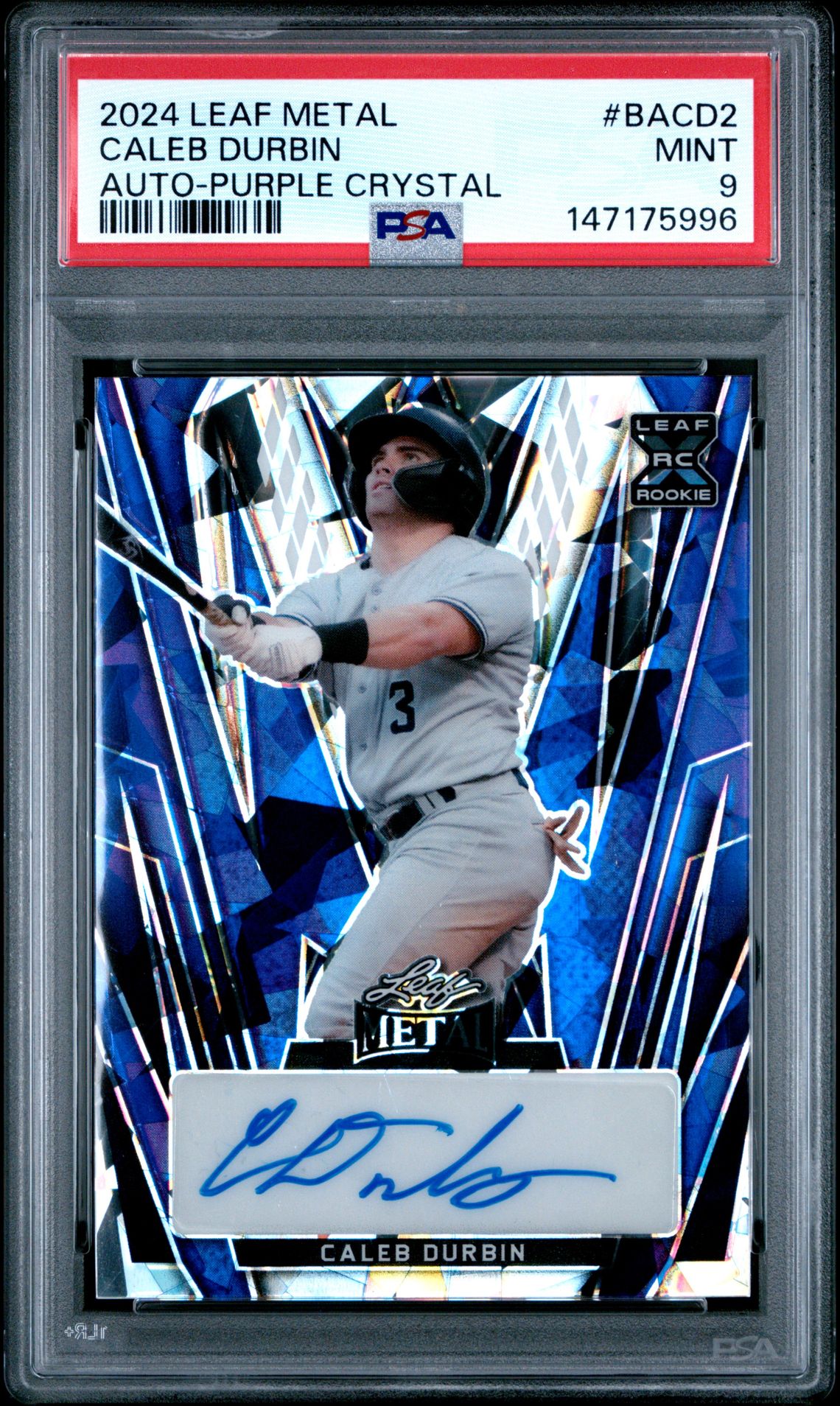 2024 Leaf LEAF METAL AUTOGRAPHS PURPLE CRYSTAL #BACD2 Caleb Durbin front