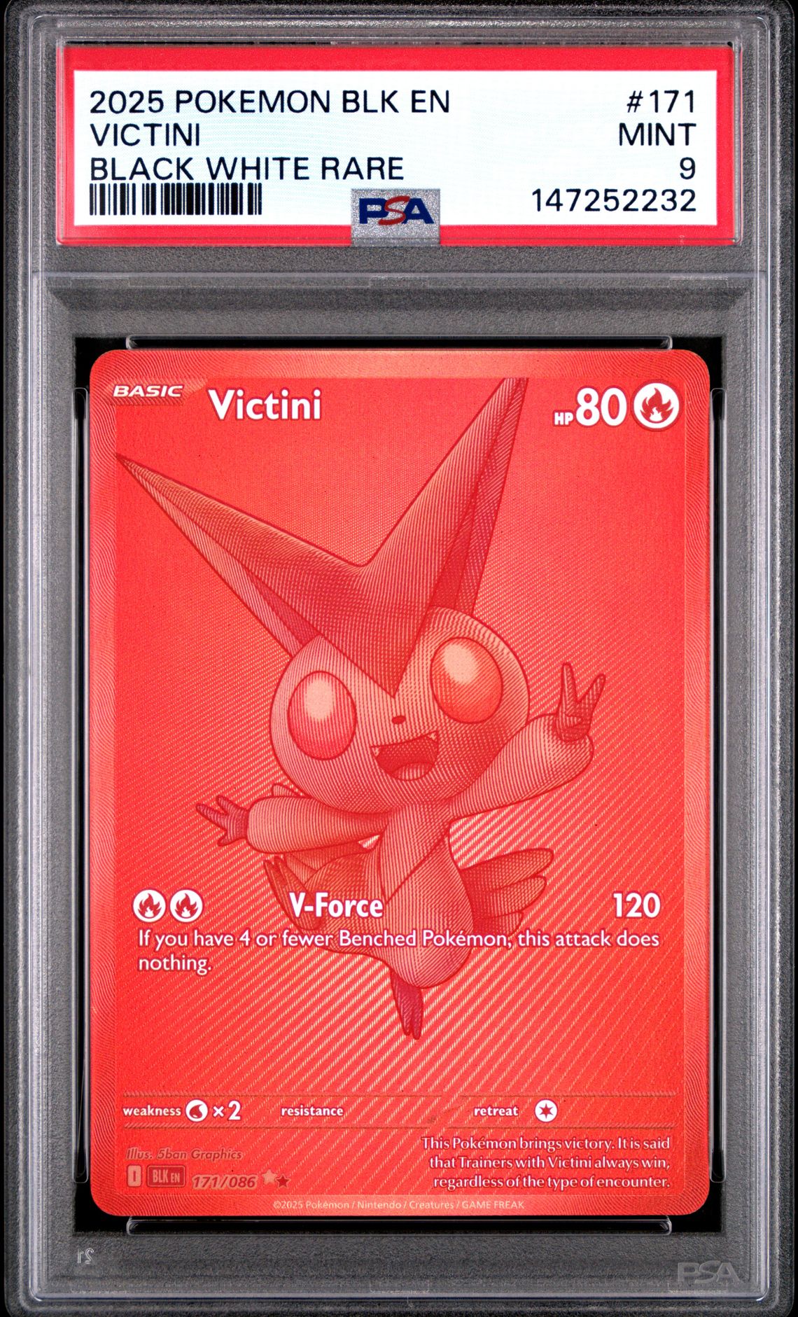 2025 Pokemon POKEMON BLK EN-BLACK BOLT BLACK WHITE RARE #171 Victini front