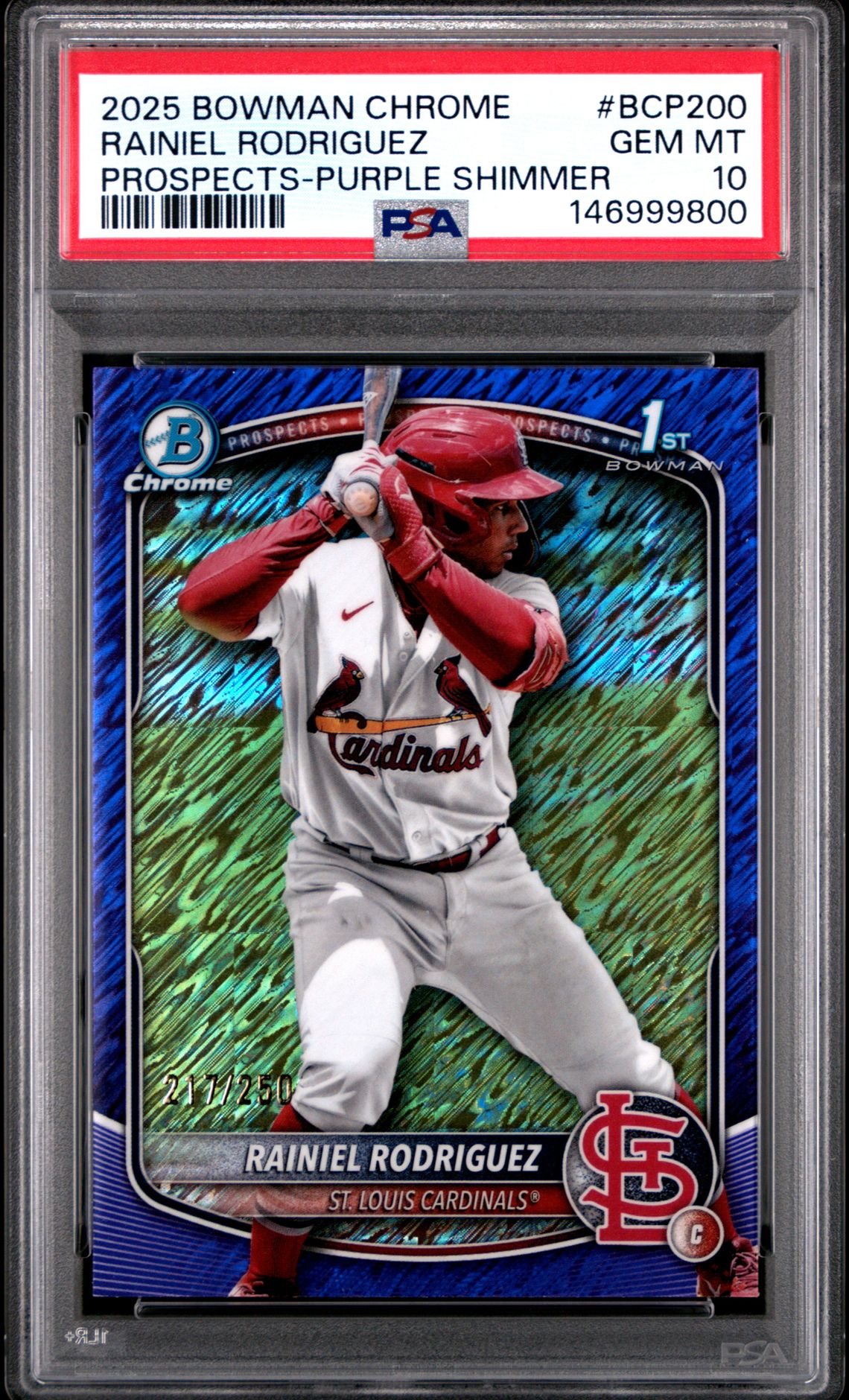 2025 Bowman BOWMAN CHROME PROSPECTS PURPLE SHIMMER #BCP200 Rainiel Rodriguez front