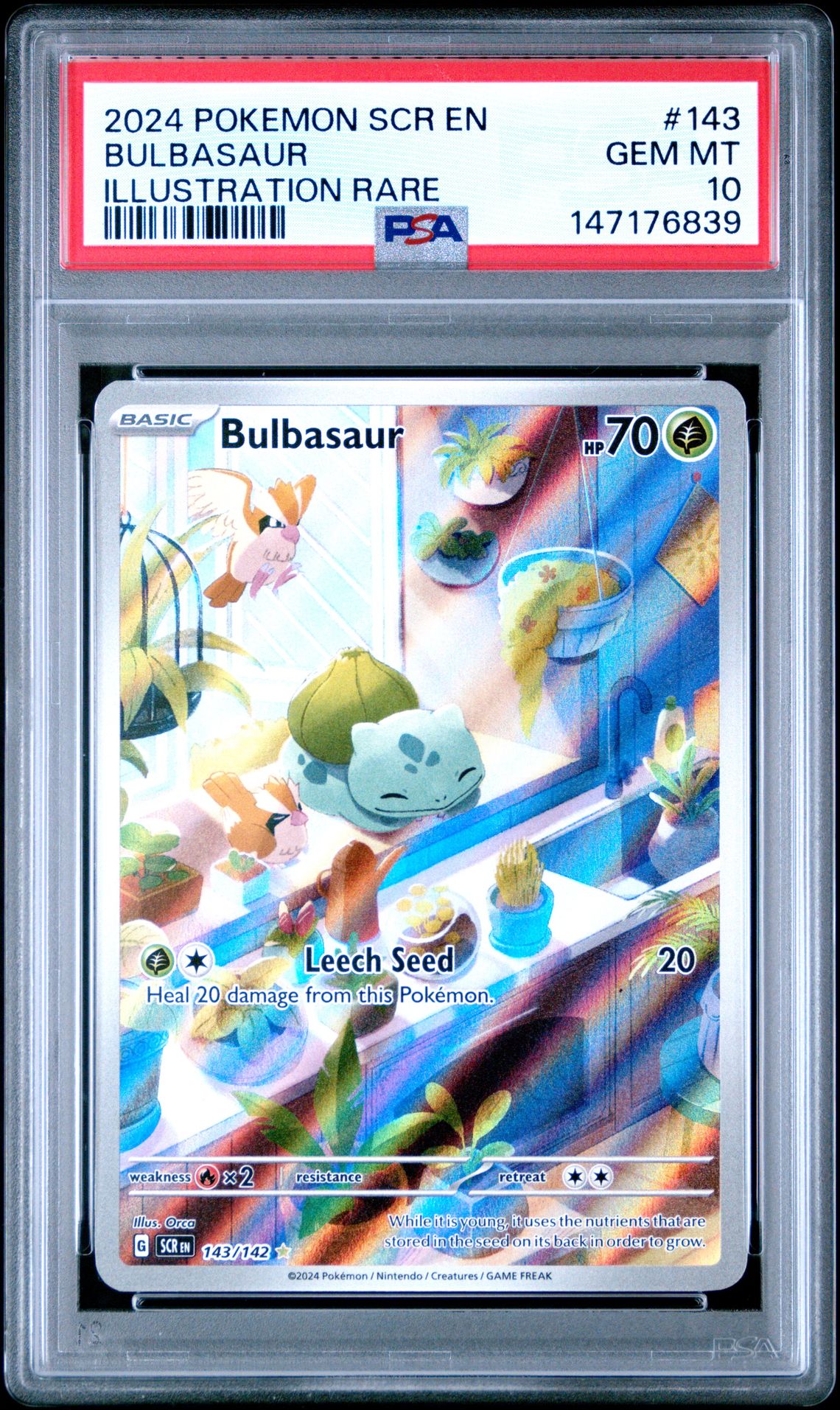 2024 Pokemon Scr En-Stellar Crown Bulbasaur #143 (Illustration Rare) Gem Mt 10 front