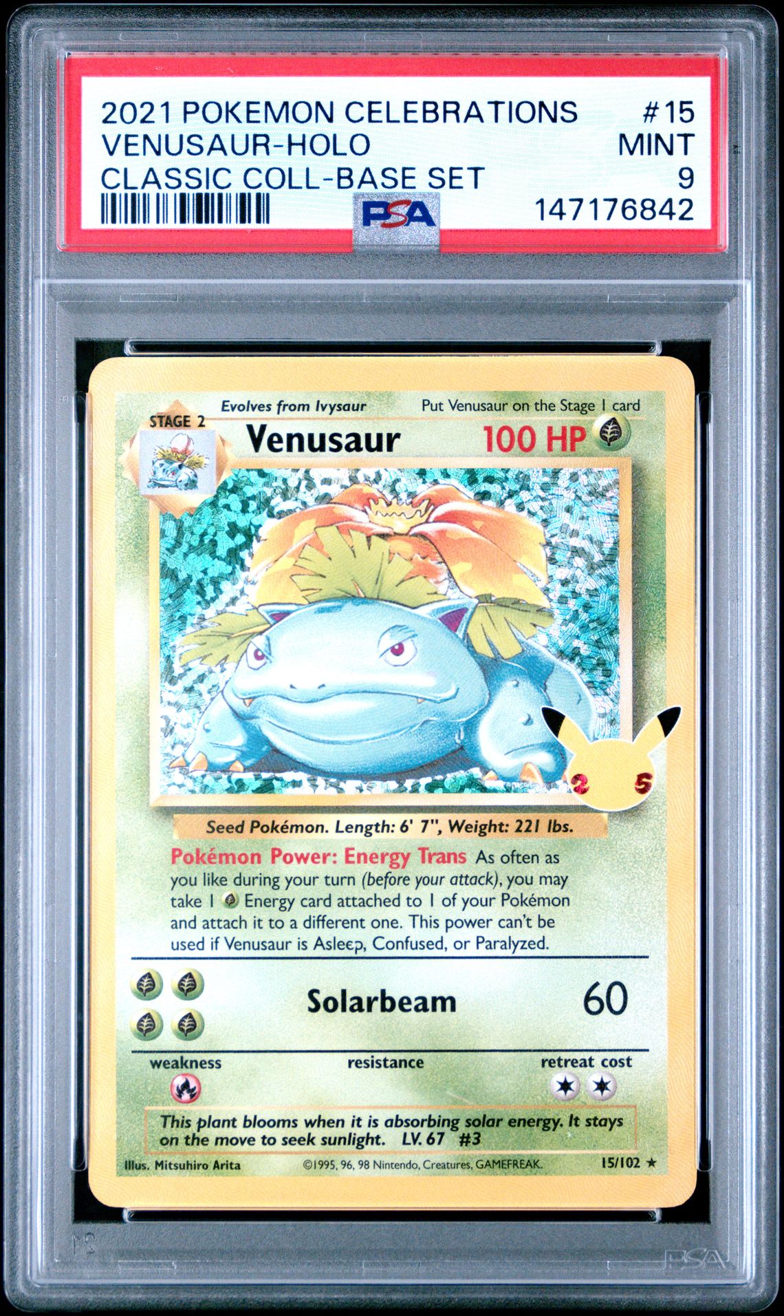 2021 Pokemon Celebrations Classic Collection Venusaur-Holo #15 (Classic Coll-Base Set) Mint 9 front