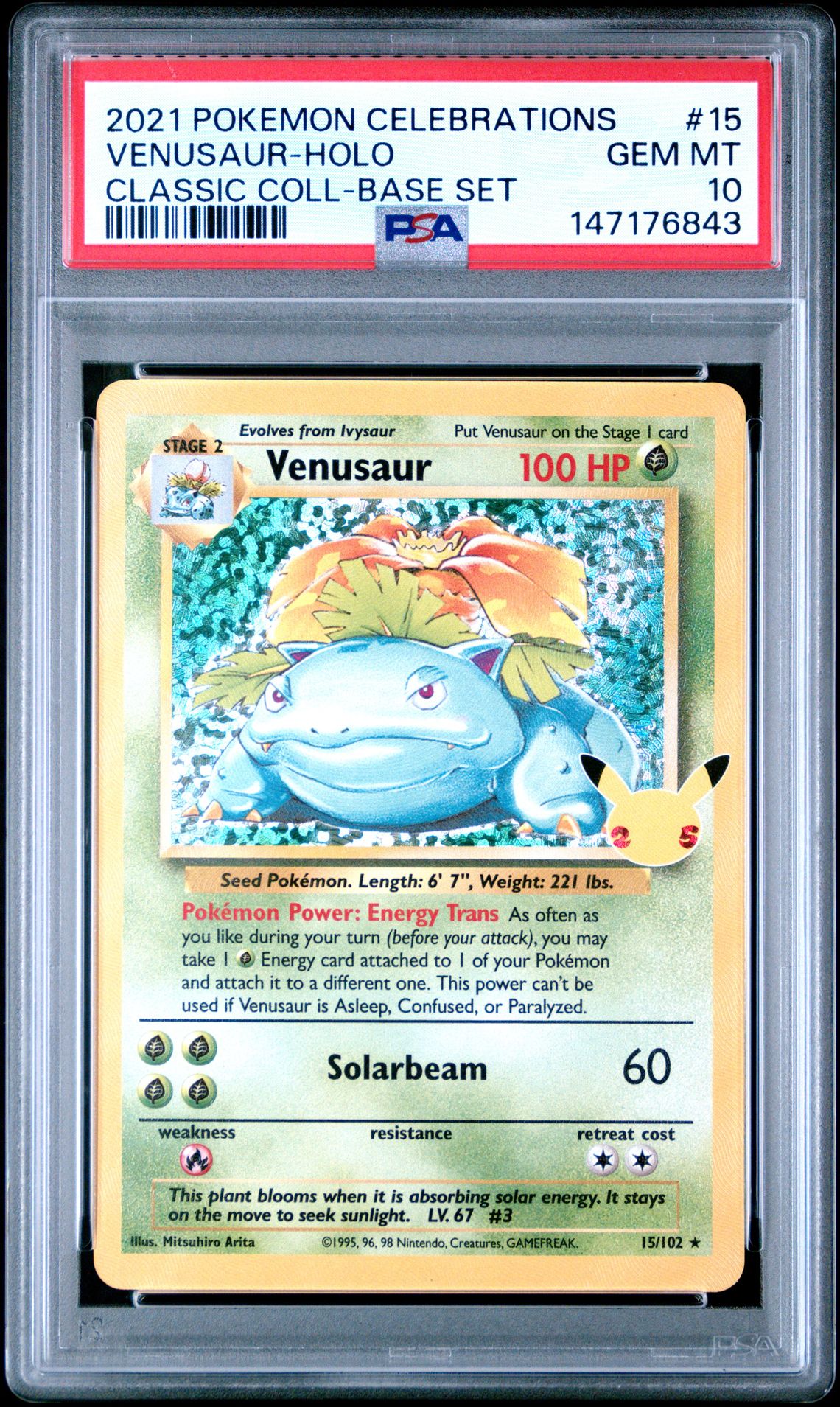 2021 Pokemon Celebrations Classic Collection Venusaur-Holo #15 (Classic Coll-Base Set) Gem Mt 10 front