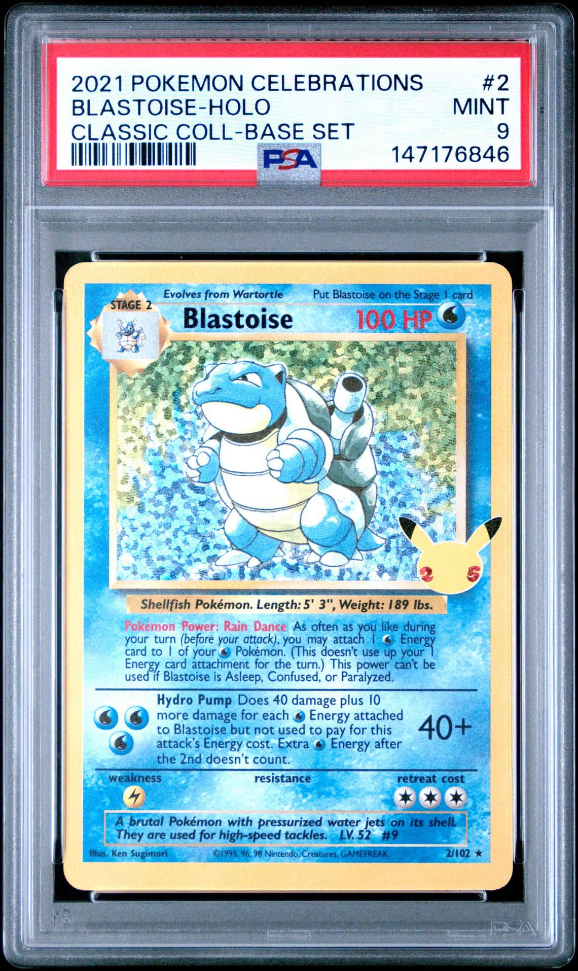 2021 Pokemon Celebrations Classic Collection Blastoise-Holo #2 (Classic Coll-Base Set) Mint 9 front