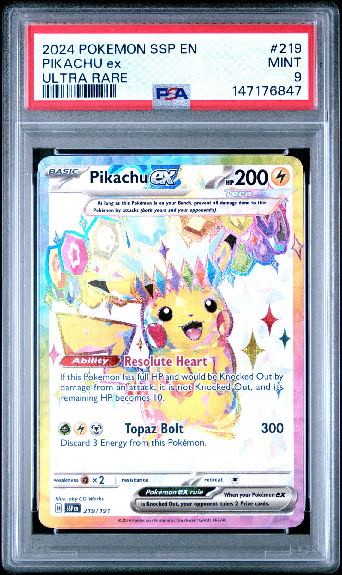 2024 Pokemon Ssp En-Surging Sparks Pikachu Ex #219 (Ultra Rare) Mint 9 front