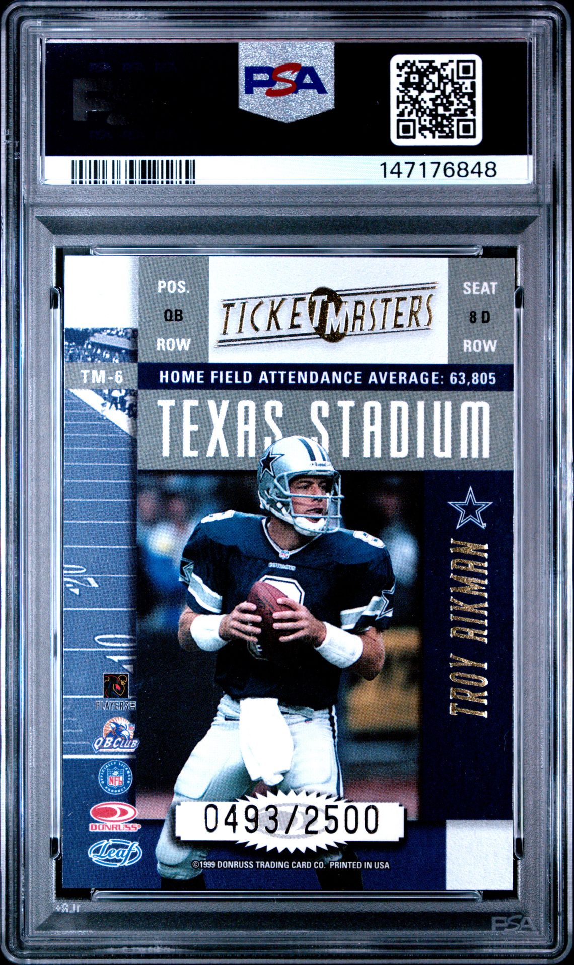 1999 Leaf R & S Ticket Masters E.smith/T.aikman #Tm-6 (Ticket Masters) Mint 9 back