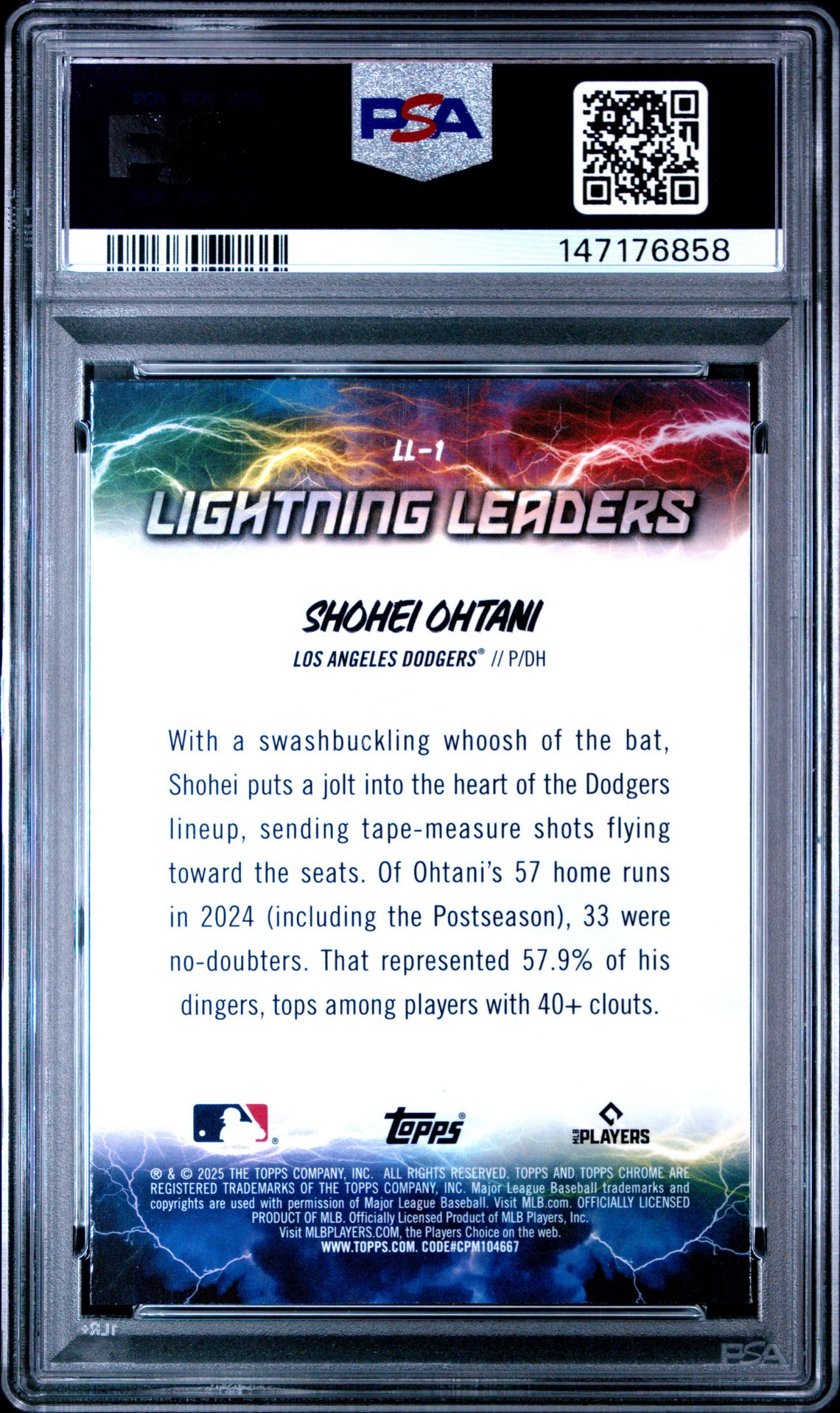 2025 Topps Chrome Lightning Leaders Shohei Ohtani #Ll1 Mint 9 back