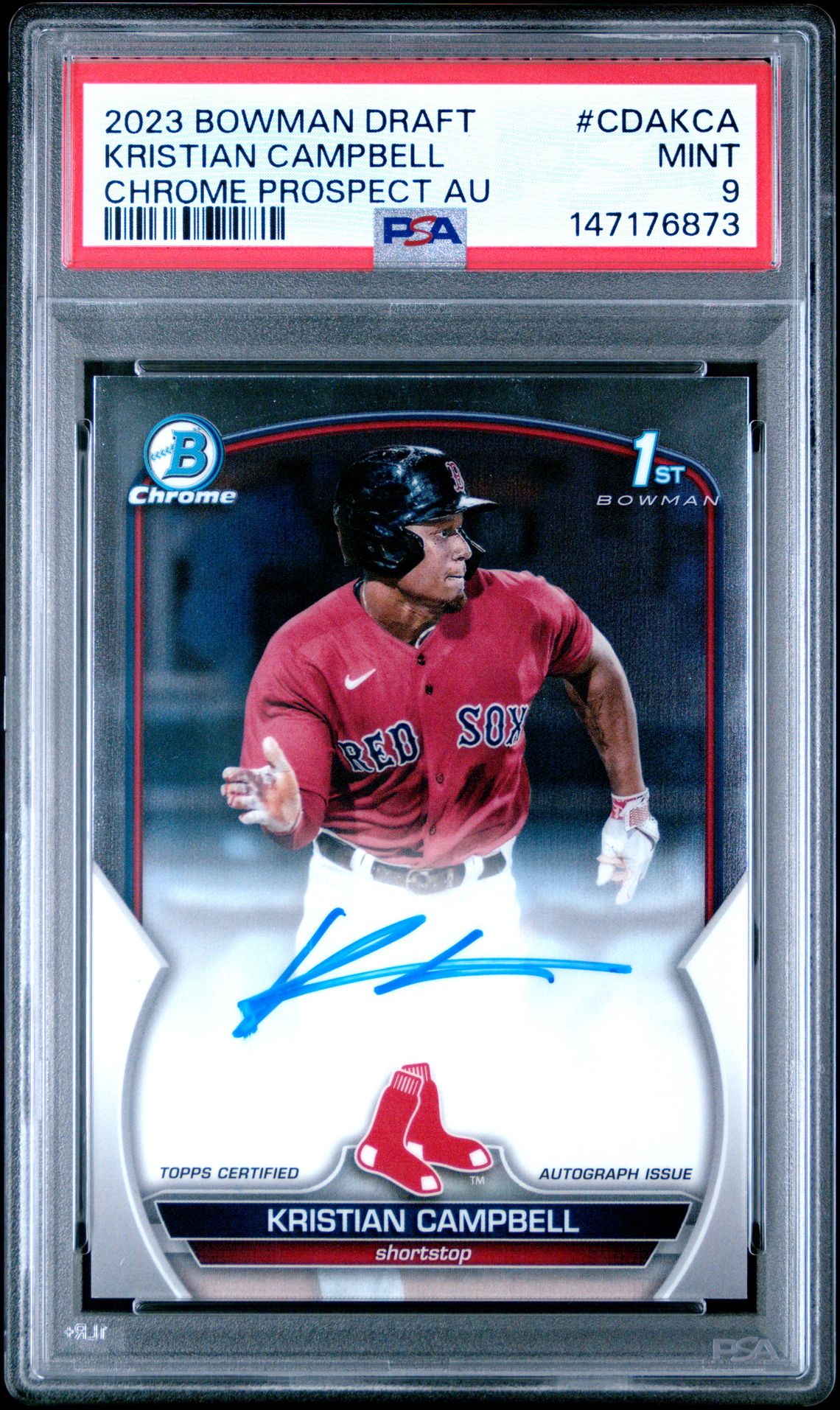 2023 Bowman Draft Chrome Prospect Autograph Kristian Campbell #Cdakca (Chrome Prospect Autograph) Mint 9 front