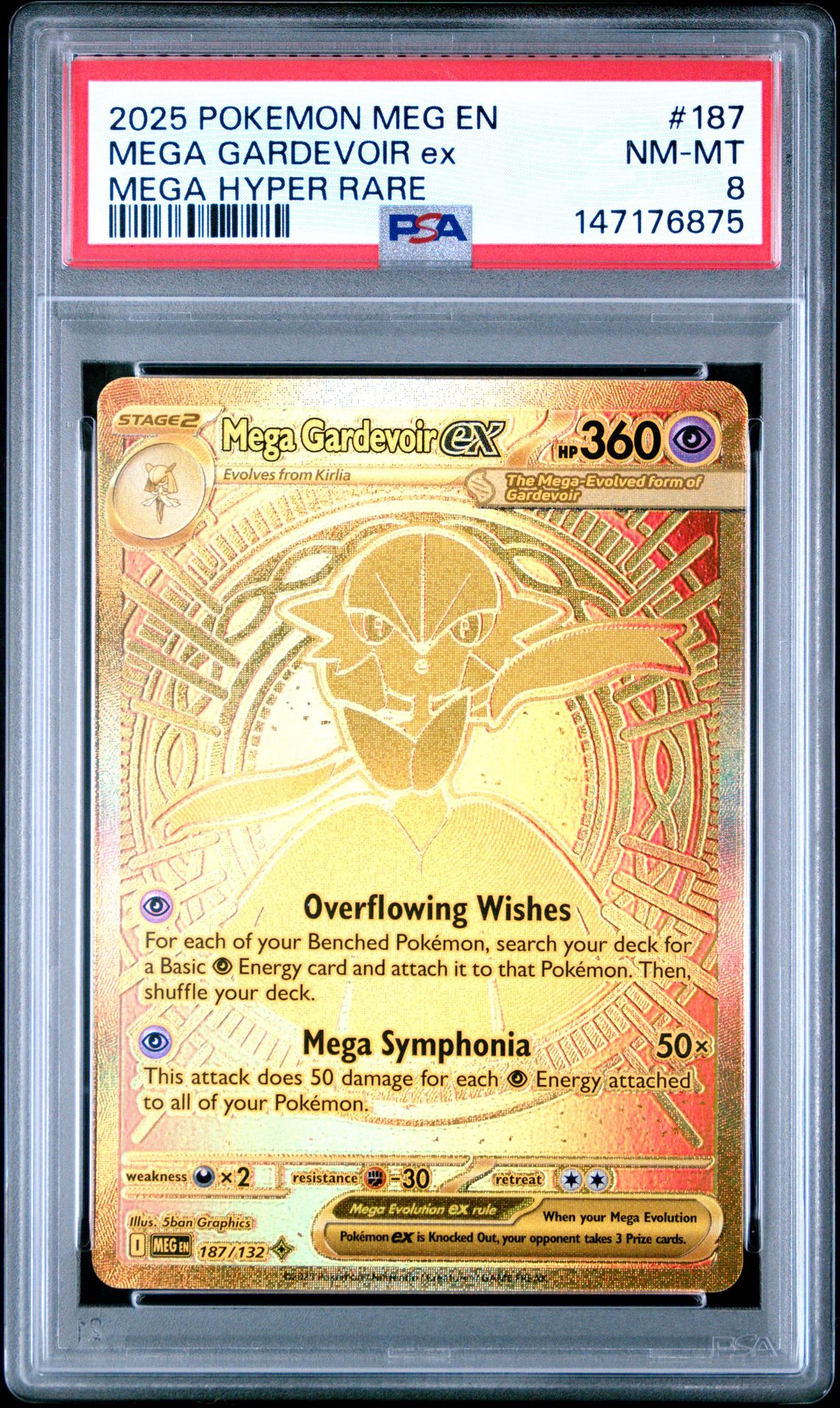 2025 Pokemon Meg En-Mega Evolution Mega Gardevoir Ex #187 (Mega Hyper Rare) Nm-Mt 8 front