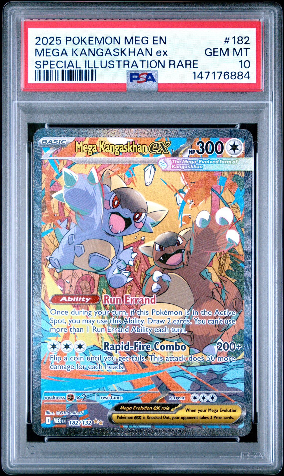 2025 Pokemon Meg En-Mega Evolution Mega Kangaskhan Ex #182 (Special Illustration Rare) Gem Mt 10 front