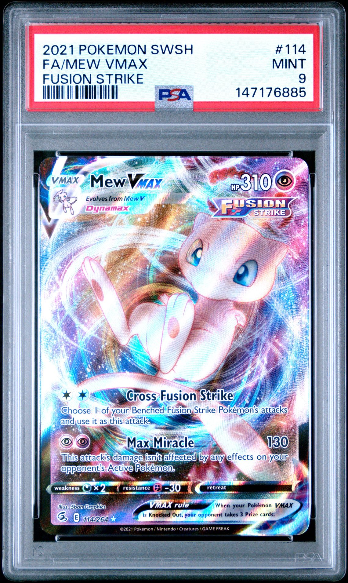 2021 Pokemon Sword & Shield Fusion Strike Fa/Mew Vmax #114 (Fusion Strike) Mint 9 front
