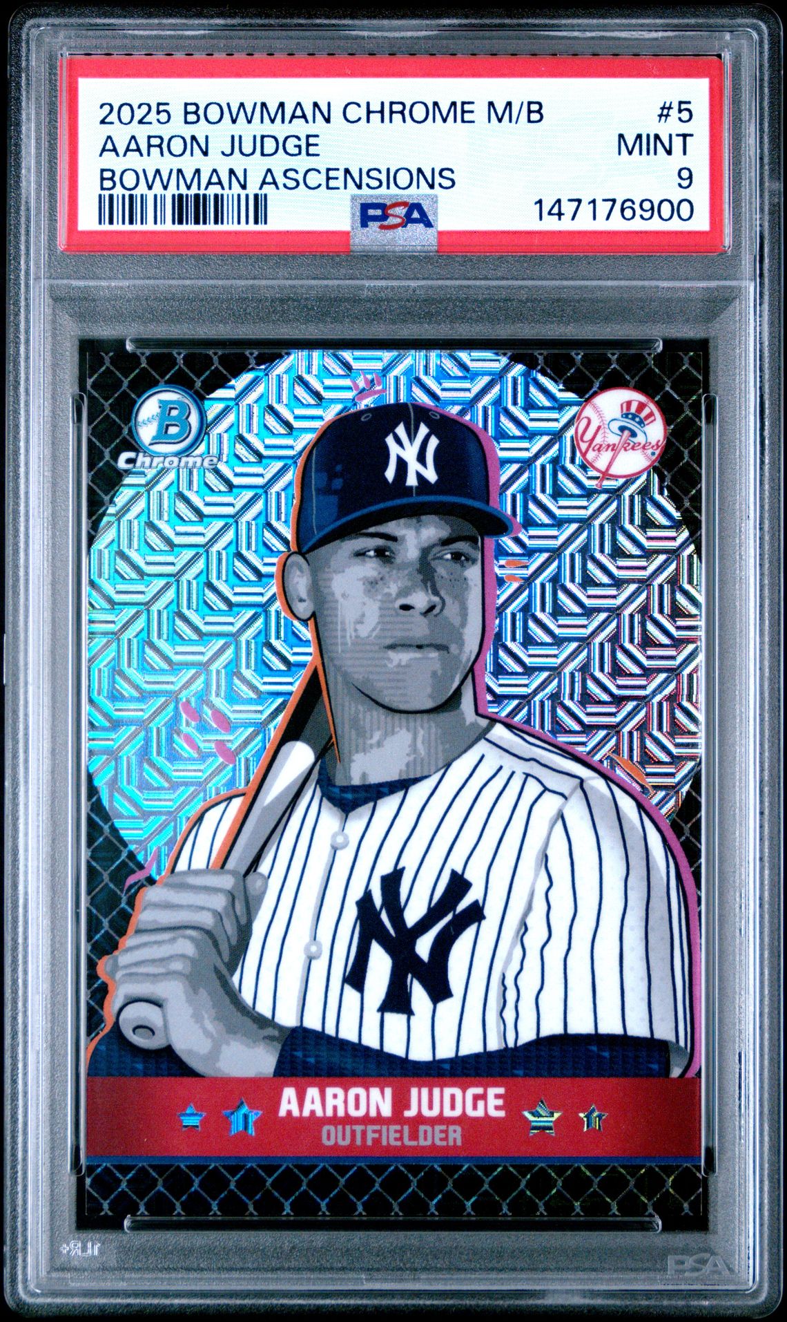 2025 Bowman Chrome Mega Box Bowman Ascensions Aaron Judge #5 Mint 9 front