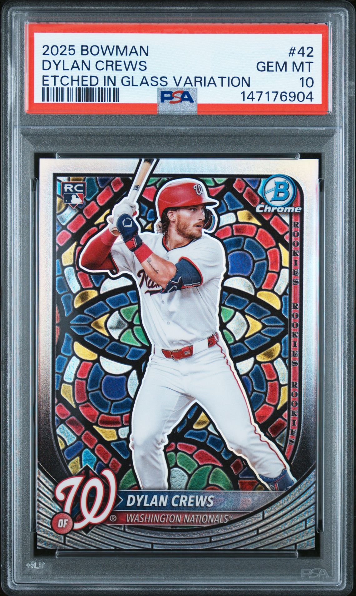 2025 Bowman Dylan Crews #42 (Etched In Glass Variation) Gem Mt 10 front