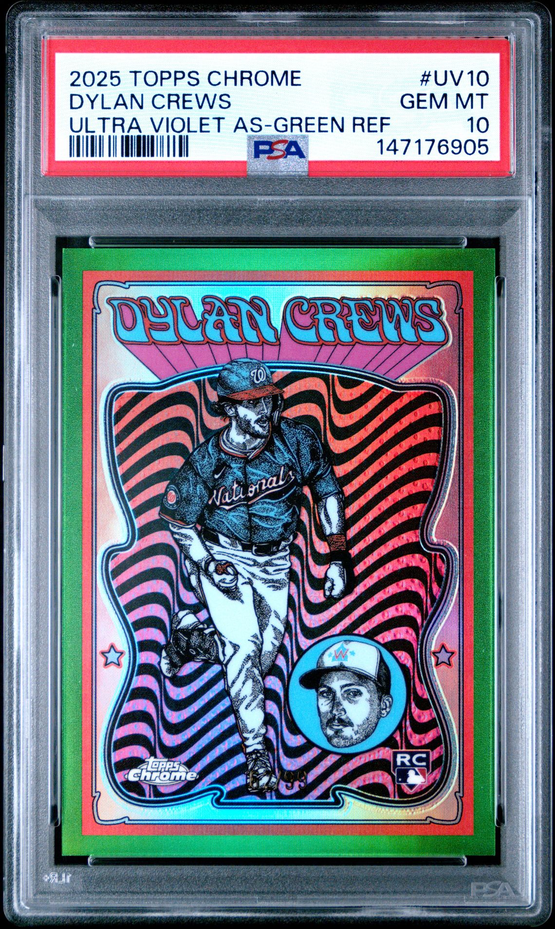2025 Topps Chrome Ultra Violet All Stars Dylan Crews #Uv10 (Ultra Violet As-Green Ref) Gem Mt 10 front