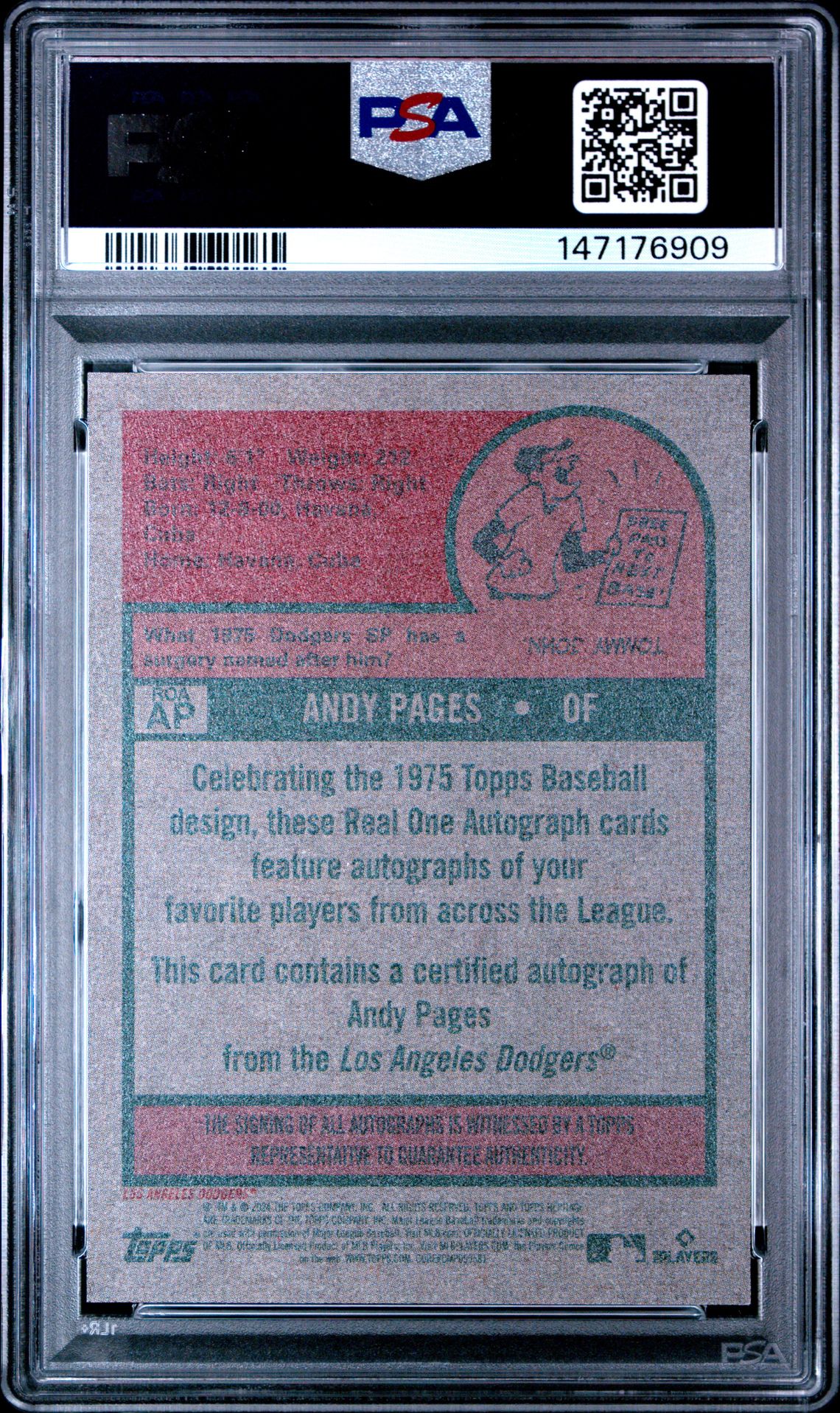 2024 Topps Heritage Real One Autographs Andy Pages #Roaap (Real One Autograph) Mint 9 back