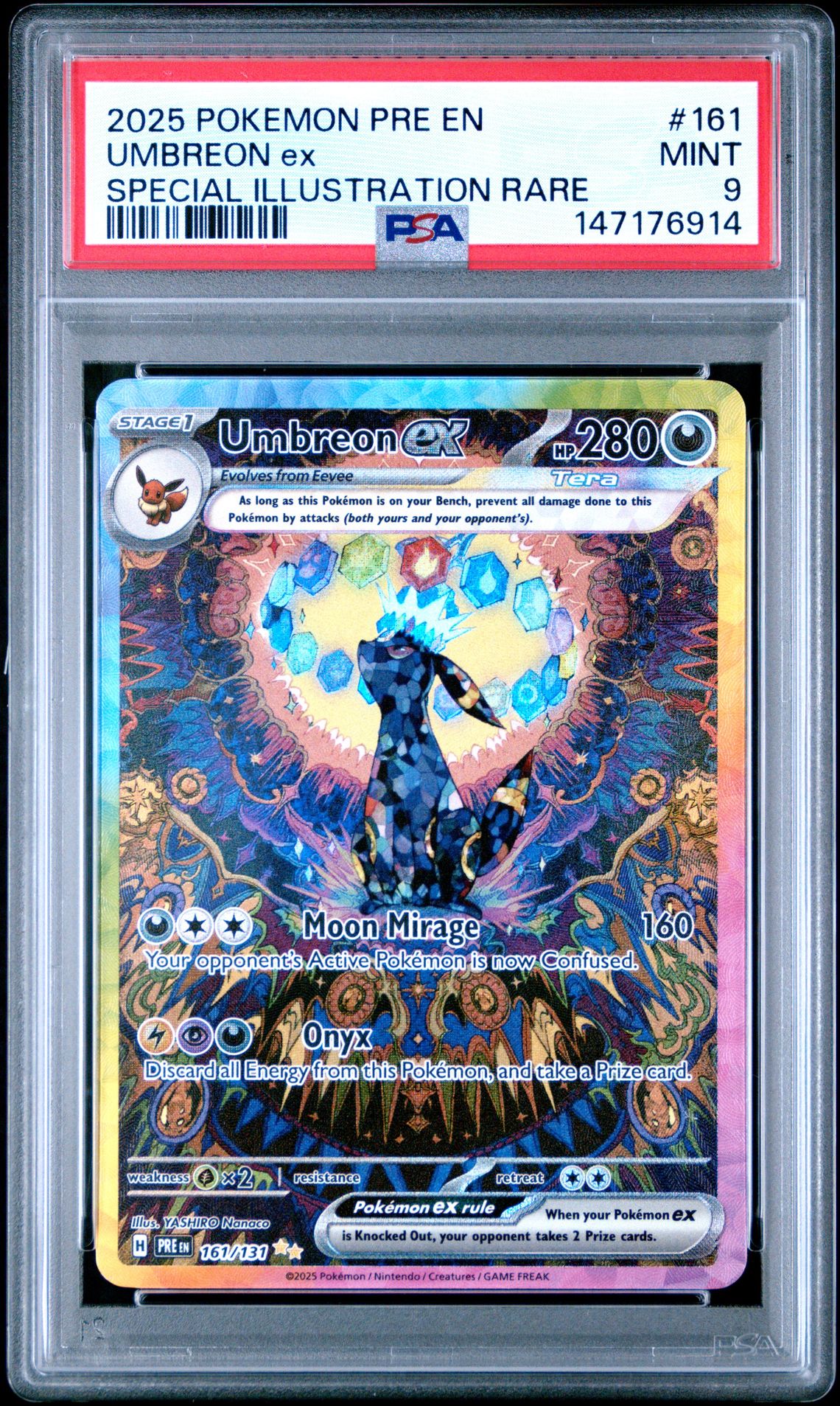 2025 Pokemon Pre En-Prismatic Evolutions Umbreon Ex #161 (Special Illustration Rare) Mint 9 front