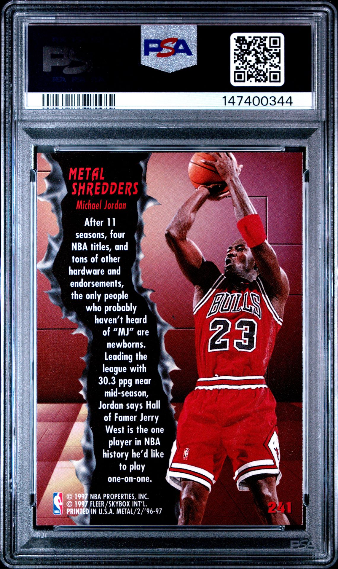 1996 Metal Michael Jordan #241 Nm 7 back