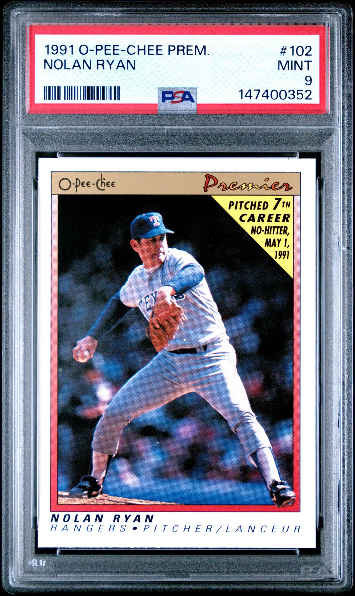 1991 O-Pee-Chee Premier Nolan Ryan #102 Mint 9 front