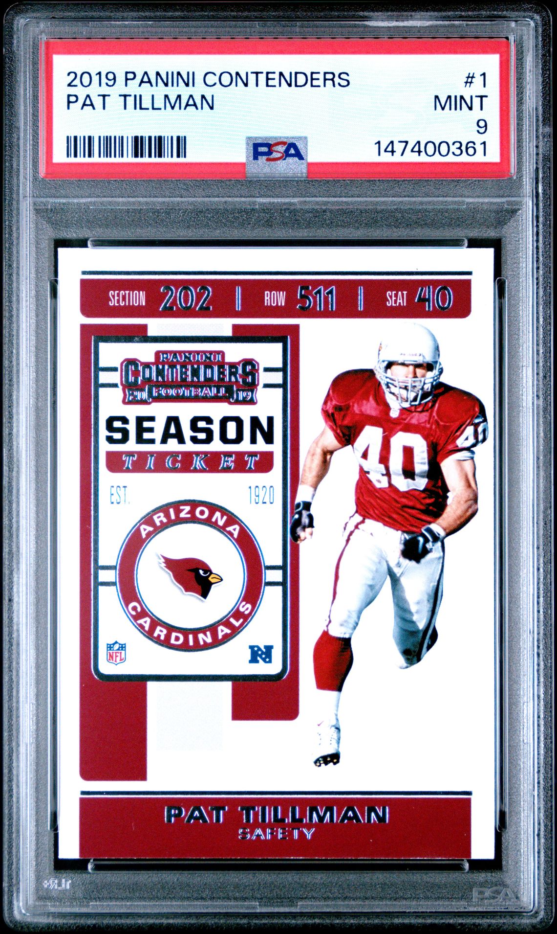 2019 Panini Contenders Pat Tillman #1 Mint 9 front
