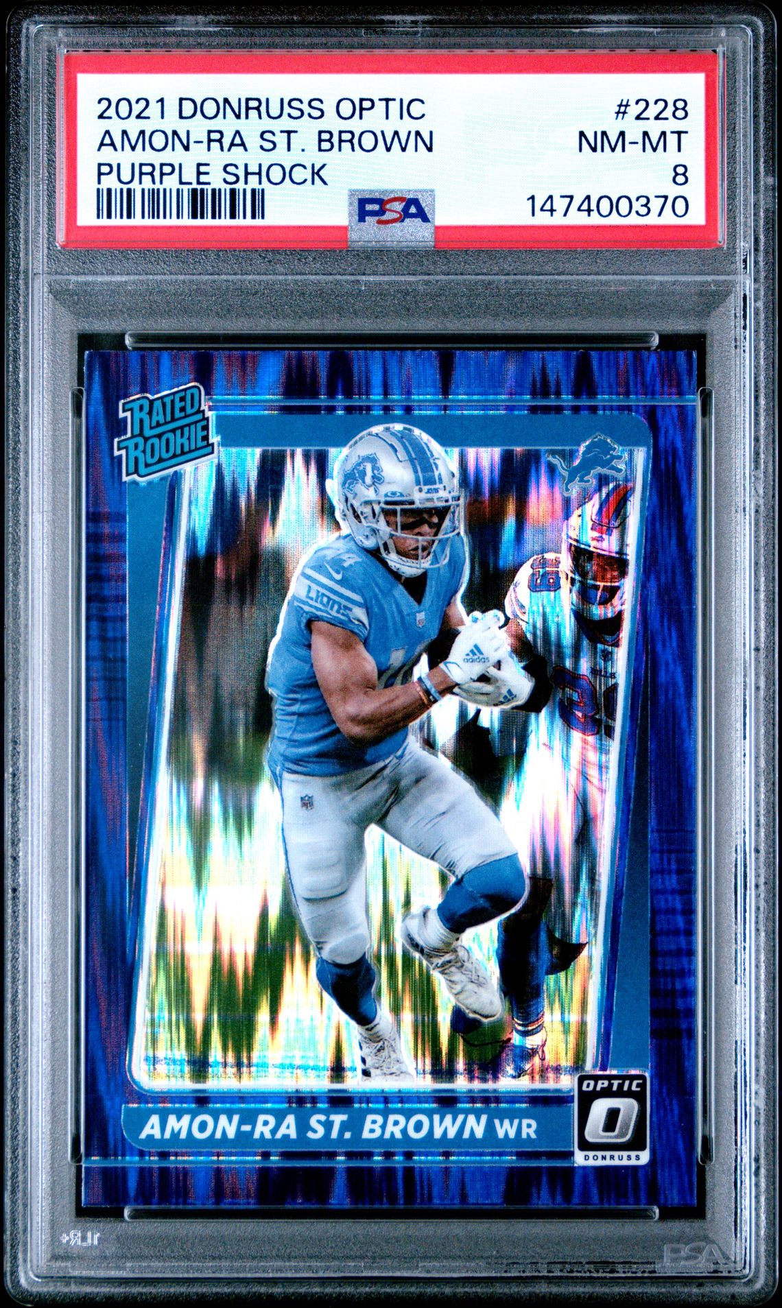 2021 Panini Donruss Optic Amon-Ra St. Brown #228 (Purple Shock) Nm-Mt 8 front