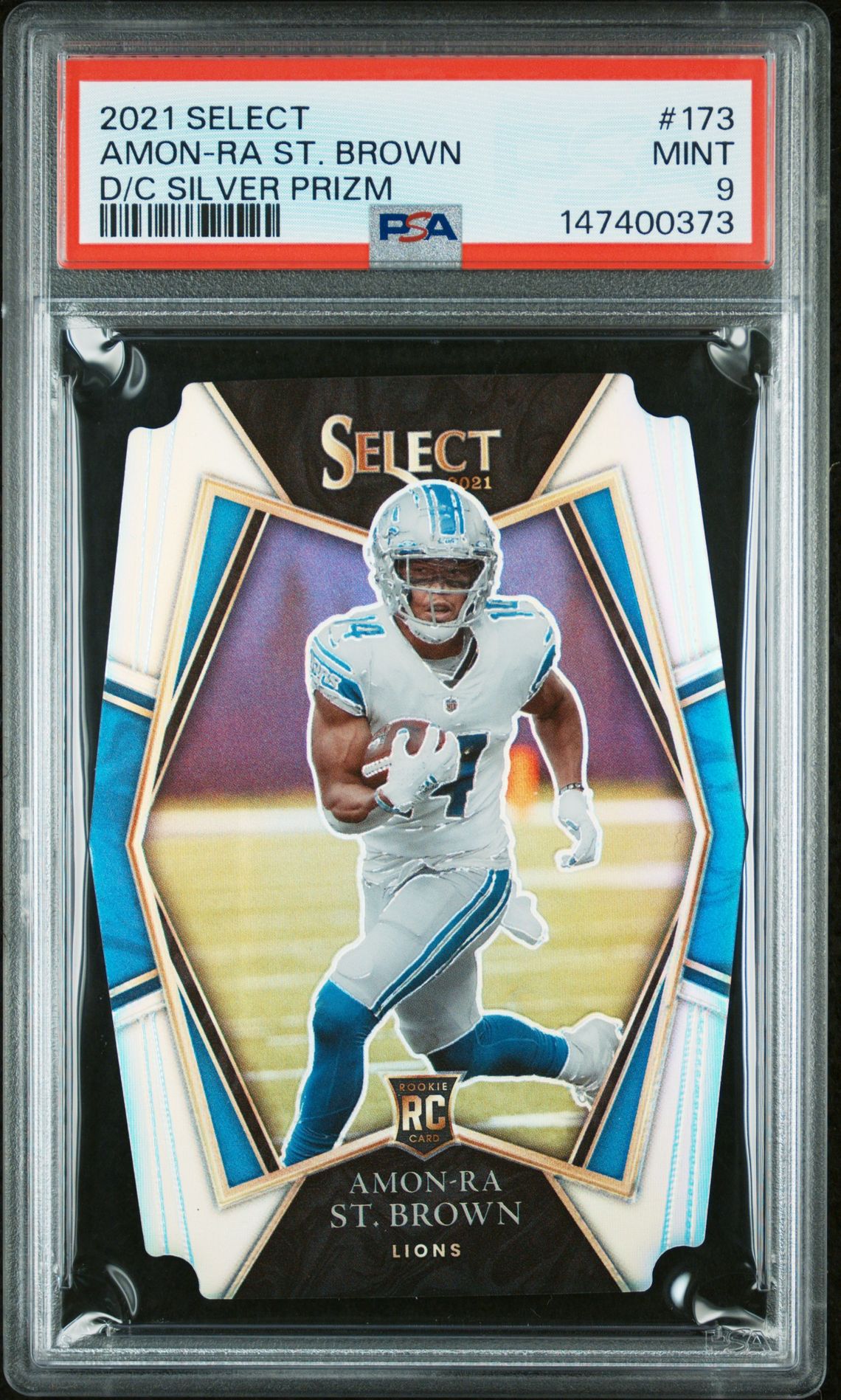 2021 Panini Select Amon-Ra St. Brown #173 (D/C Silver Prizm) Mint 9 front