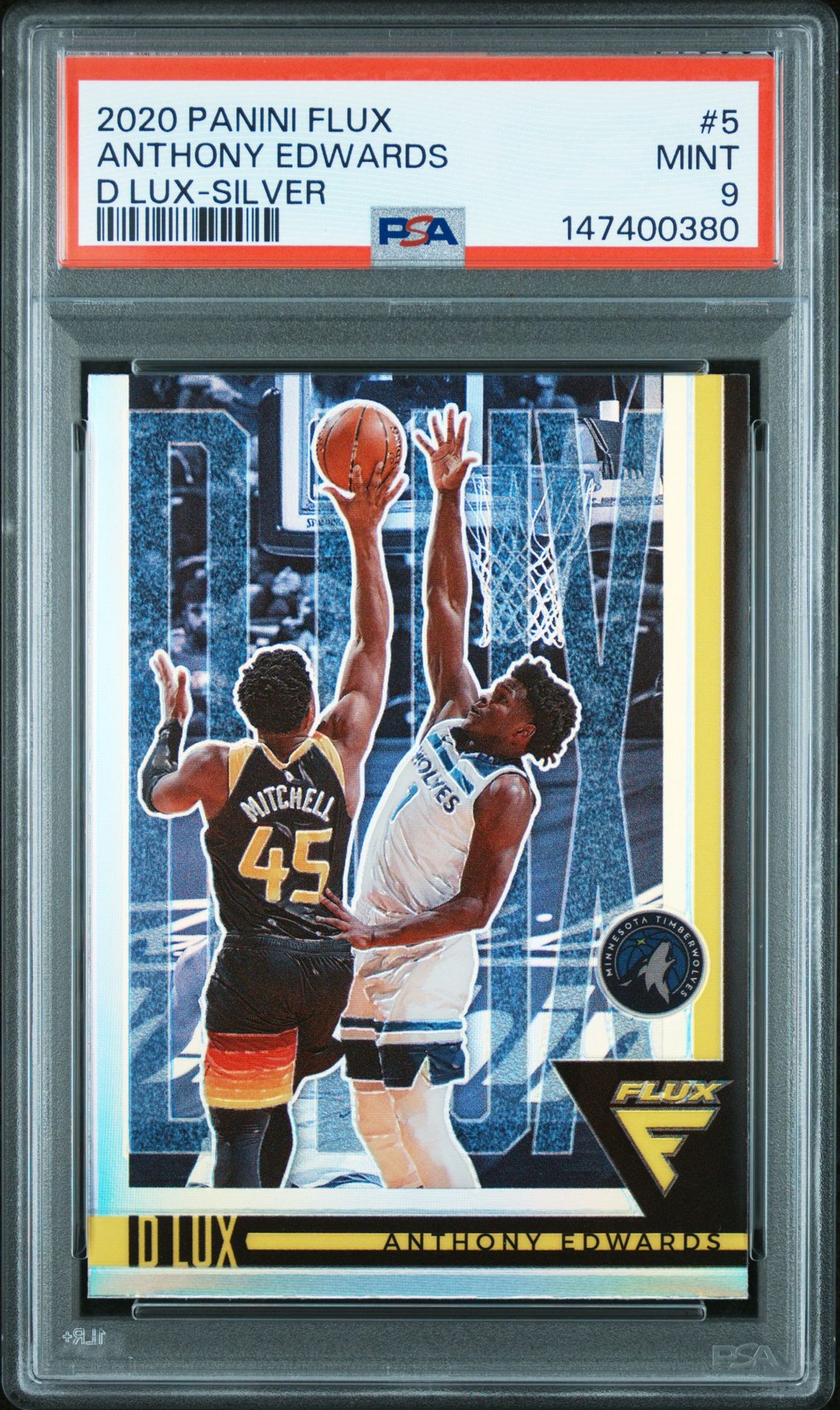 2020 Panini Flux D Lux Anthony Edwards #5 (D Lux-Silver) Mint 9 front