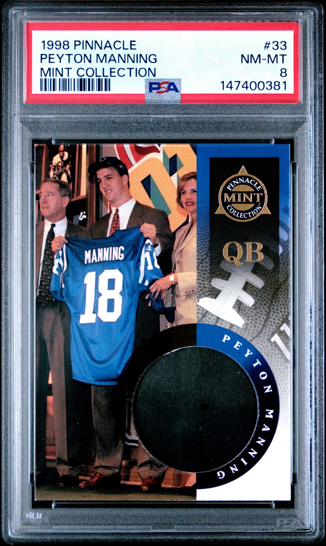 1998 Pinnacle Mint Collection Peyton Manning #33 (Mint Collection) Nm-Mt 8 front