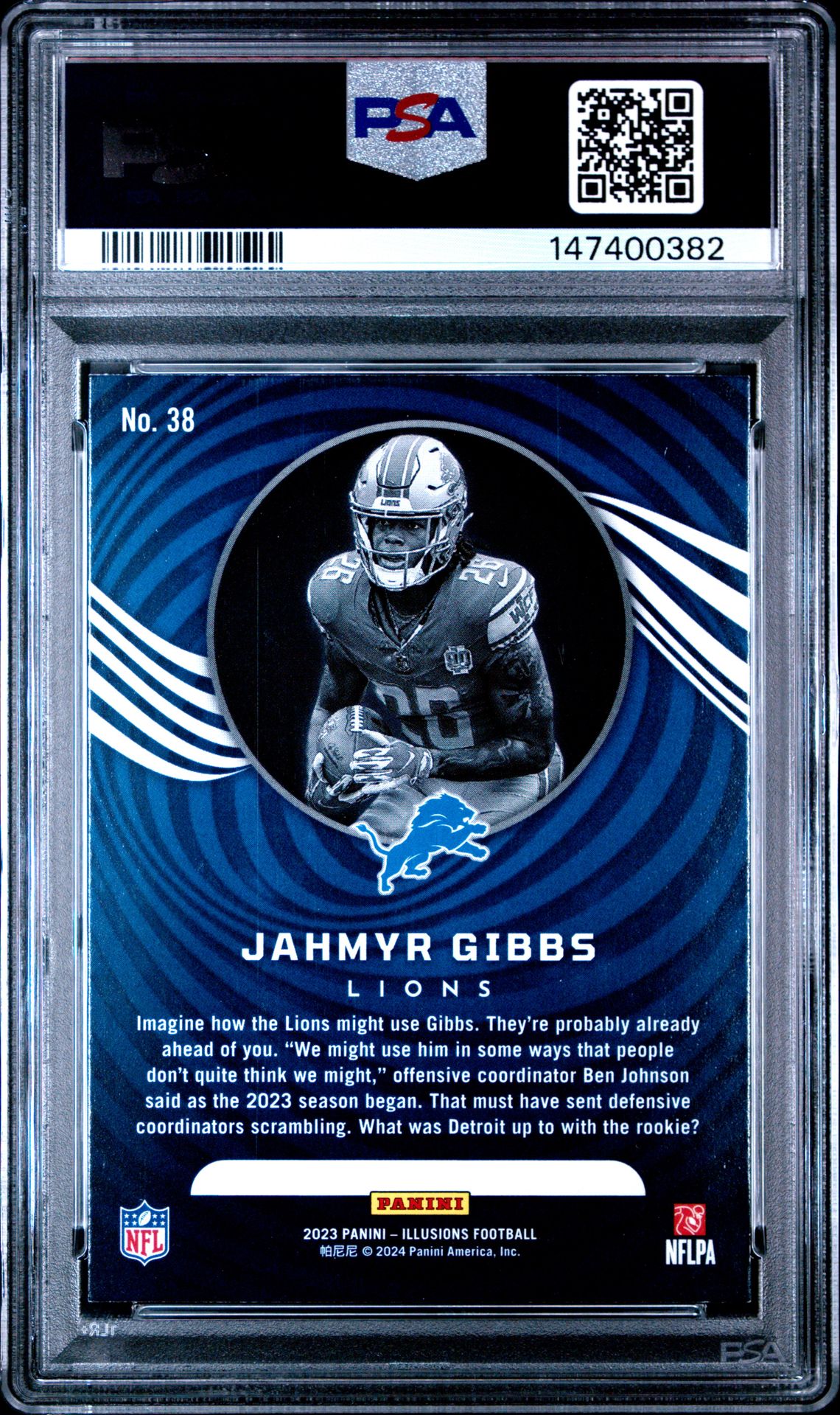 2023 Panini Illusions Jahmyr Gibbs #38 (Trophy Collection Orange) Nm-Mt 8 back