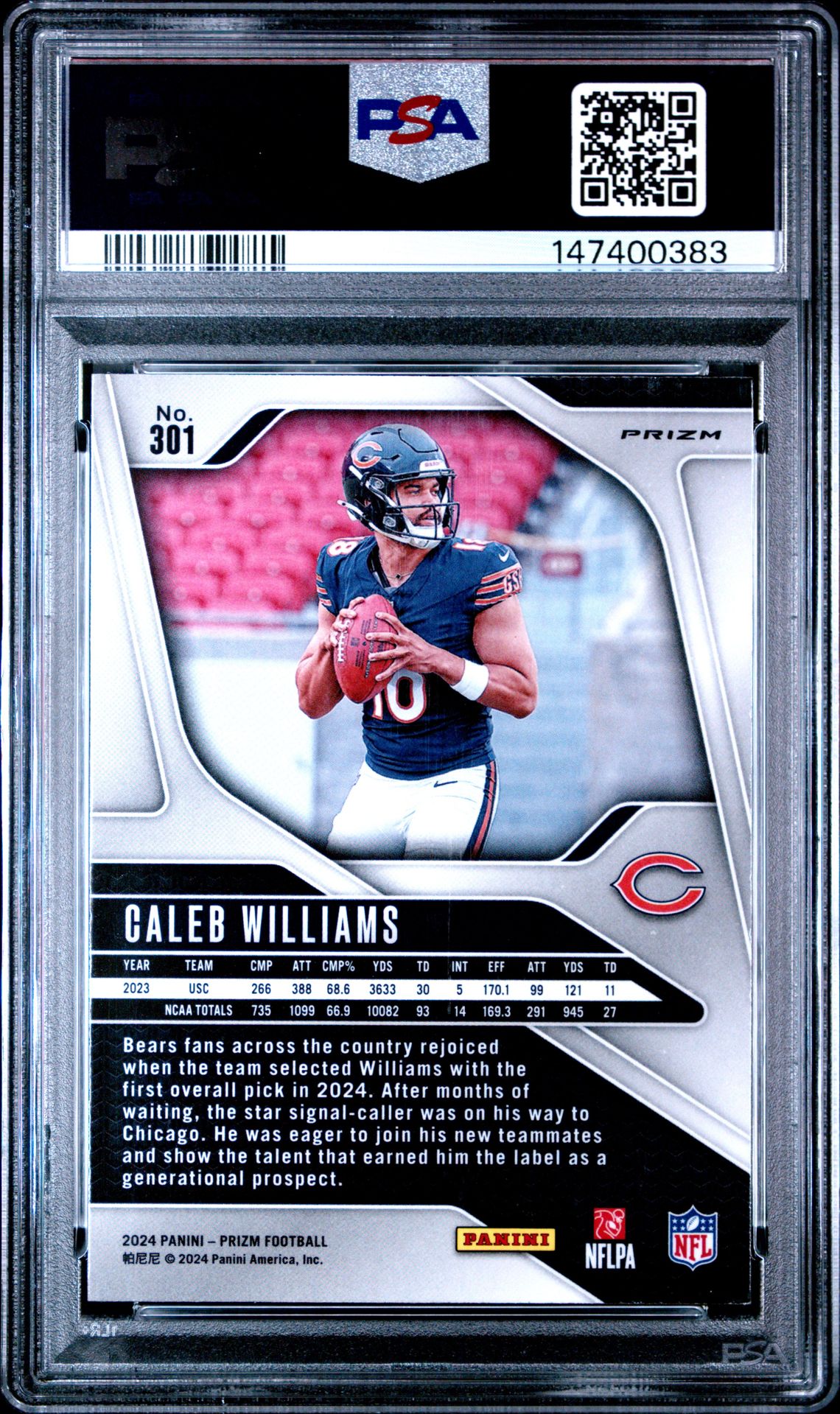 2024 Panini Prizm Caleb Williams #301 (Silver Prizm) Nm-Mt 8 back