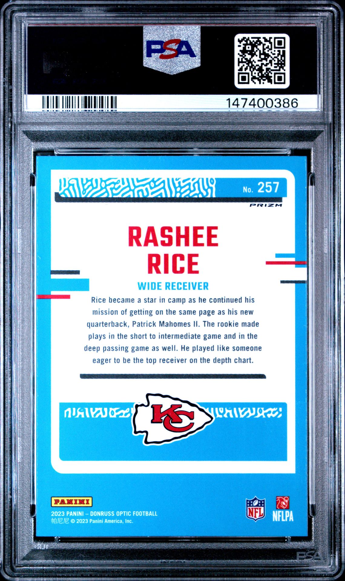 2023 Panini Donruss Optic Rashee Rice #257 (Green Hyper) Gem Mt 10 back