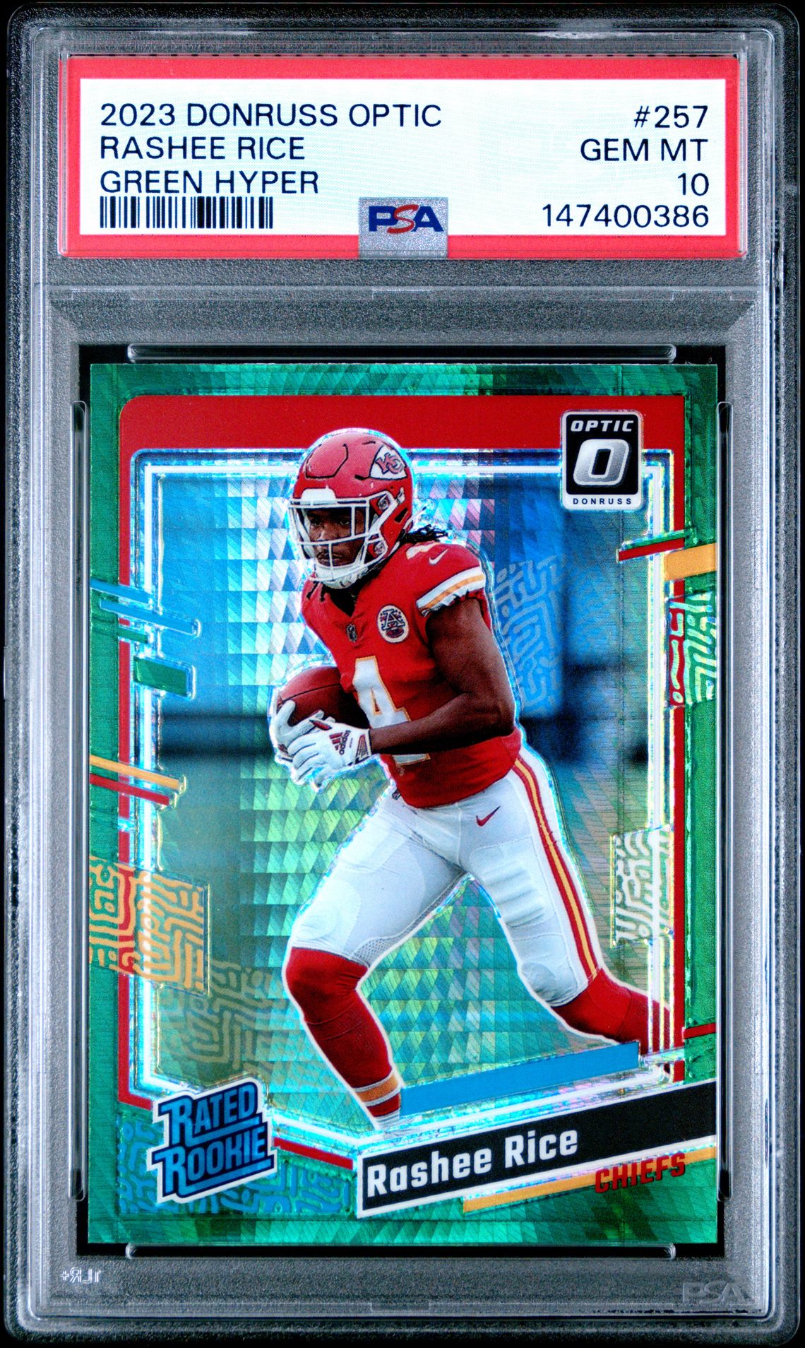 2023 Panini Donruss Optic Rashee Rice #257 (Green Hyper) Gem Mt 10 front