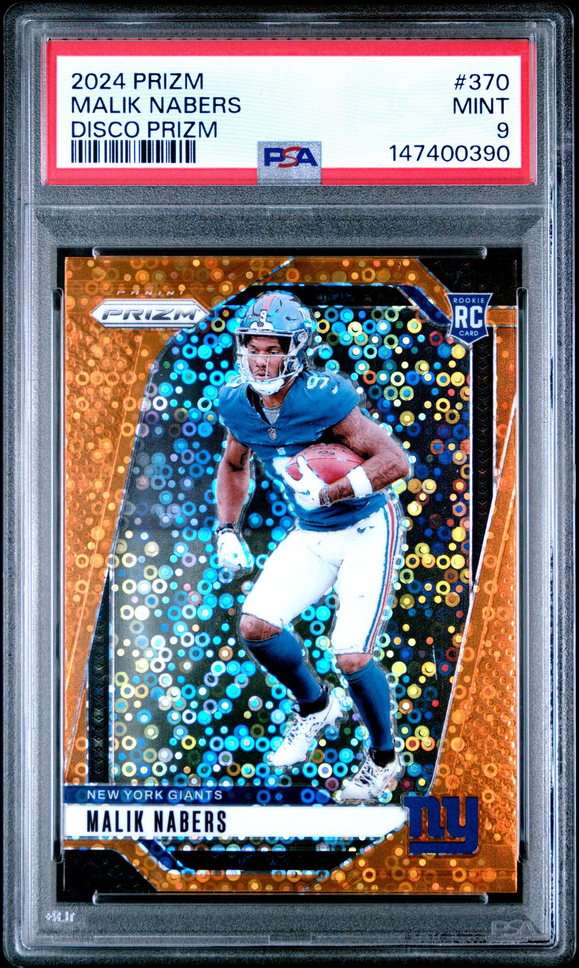 2024 Panini Prizm Malik Nabers #370 (Disco Prizm) Mint 9 front
