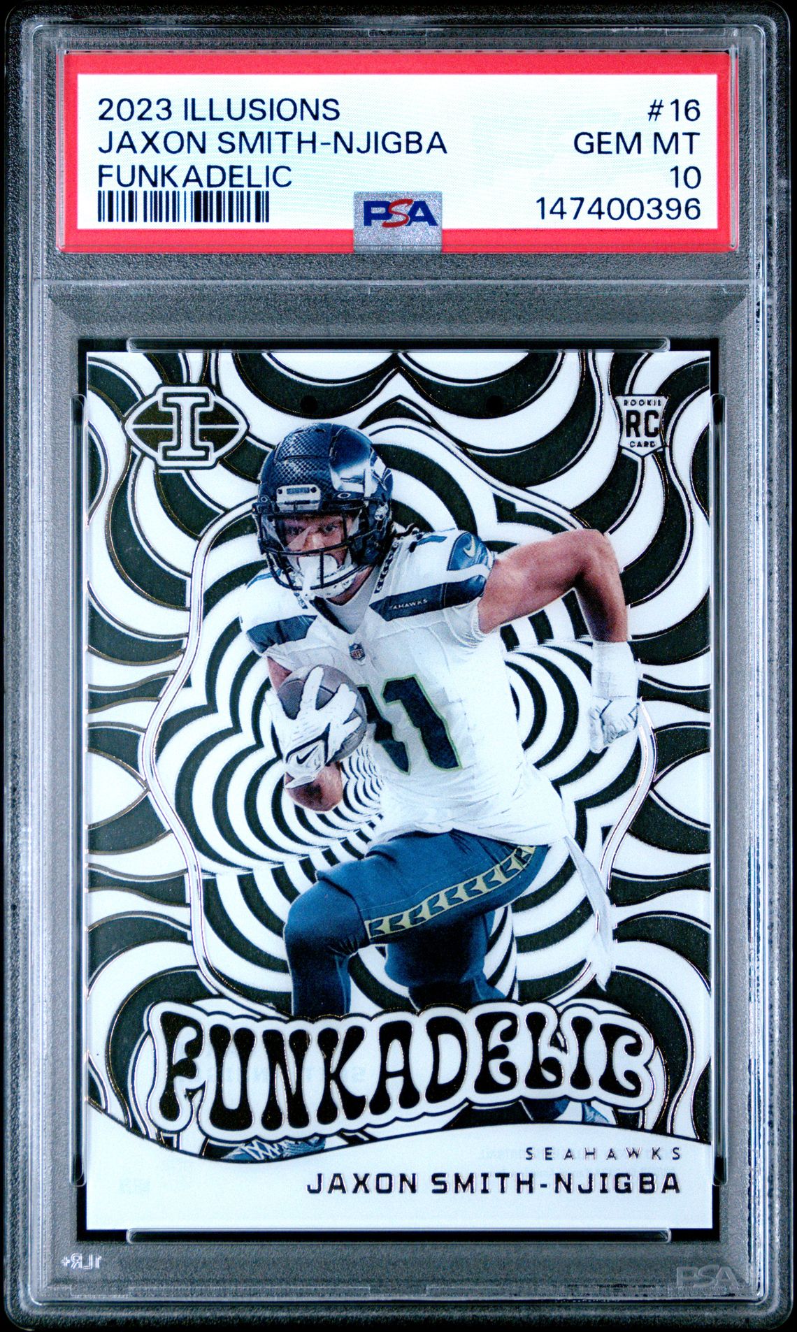 2023 Panini Illusions Funkadelic Jaxon Smith-Njigba #16 Gem Mt 10 front