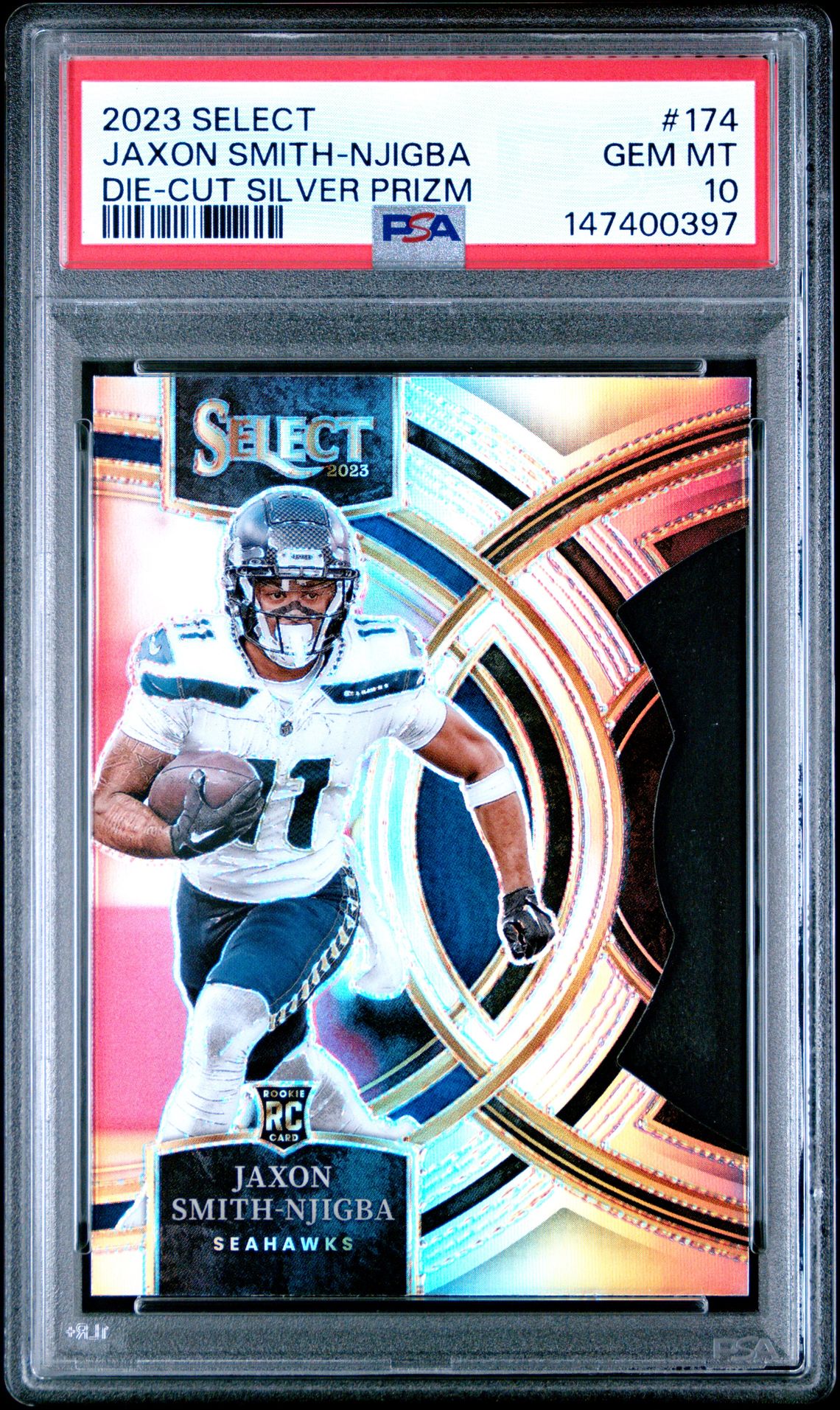 2023 Panini Select Jaxon Smith-Njigba #174 (Die-Cut Silver Prizm) Gem Mt 10 front