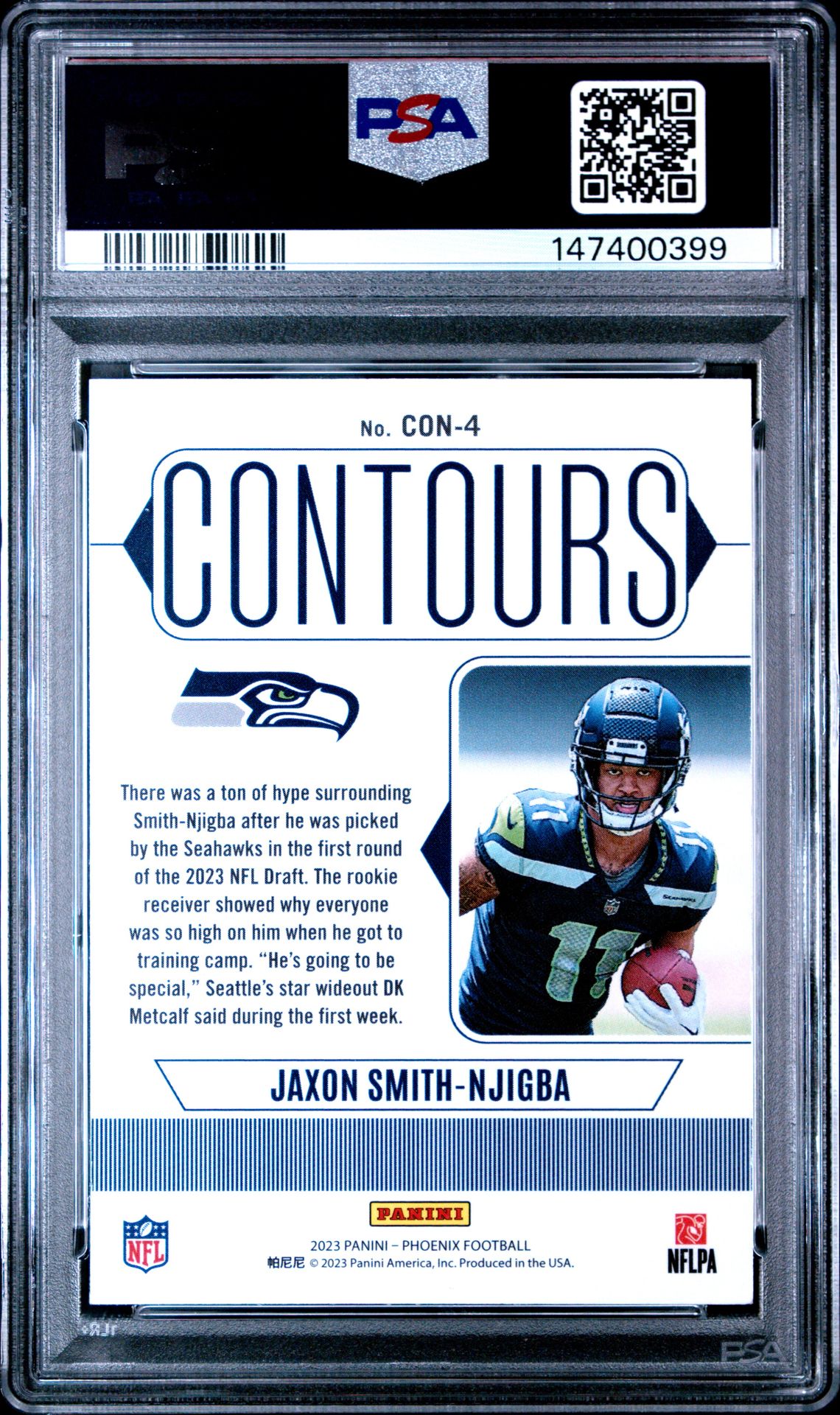 2023 Panini Phoenix Contours Jaxon Smith-Njigba #Con4 Gem Mt 10 back