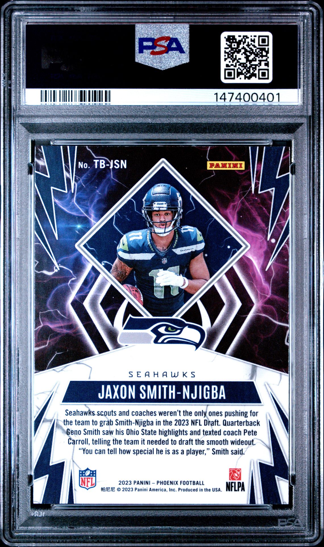 2023 Panini Phoenix Thunderbirds Jaxon Smith-Njigba #Tbjsn (Thunderbirds-Silver) Mint 9 back