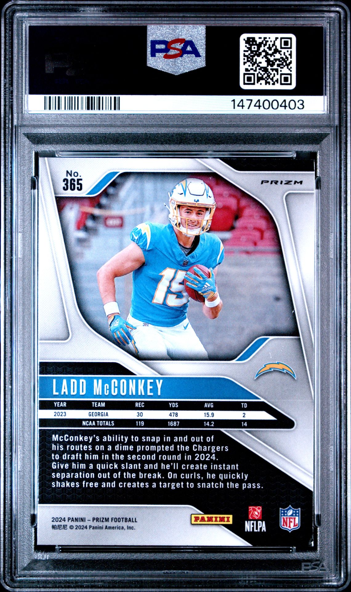2024 Panini Prizm Ladd Mcconkey #365 (Silver Prizm) Nm-Mt 8 back