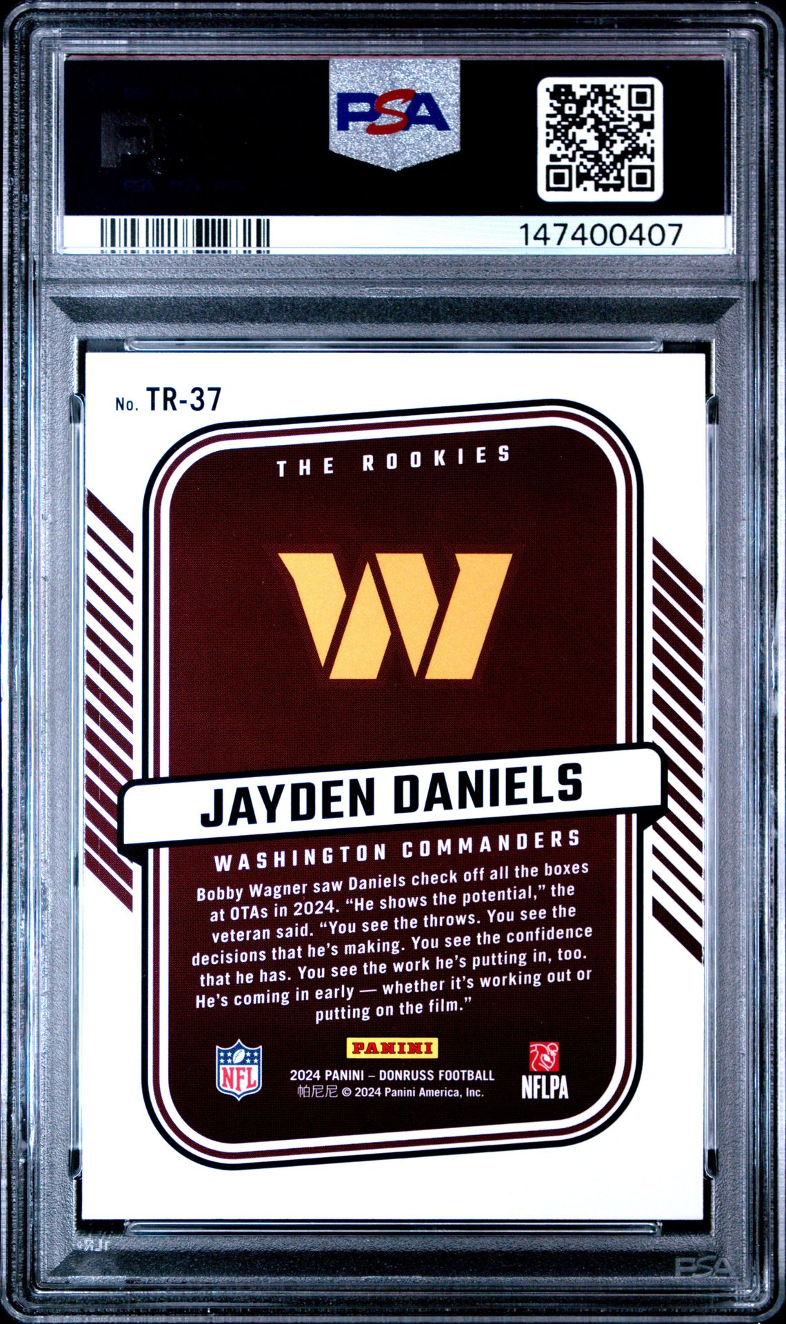 2024 Panini Donruss The Rookies Jayden Daniels #Tr37 Mint 9 back