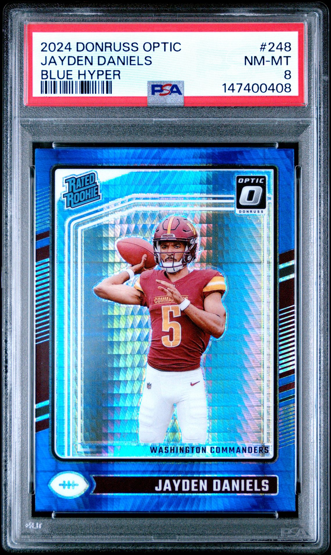 2024 Panini Donruss Optic Jayden Daniels #248 (Blue Hyper) Nm-Mt 8 front