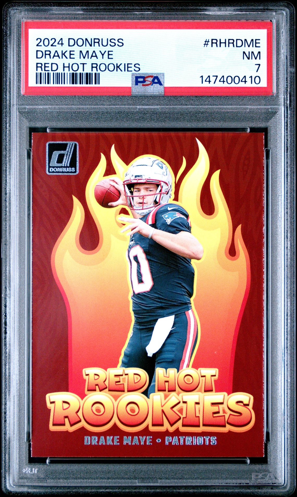 2024 Panini Donruss Red Hot Rookies Drake Maye #Rhrdme Nm 7 front