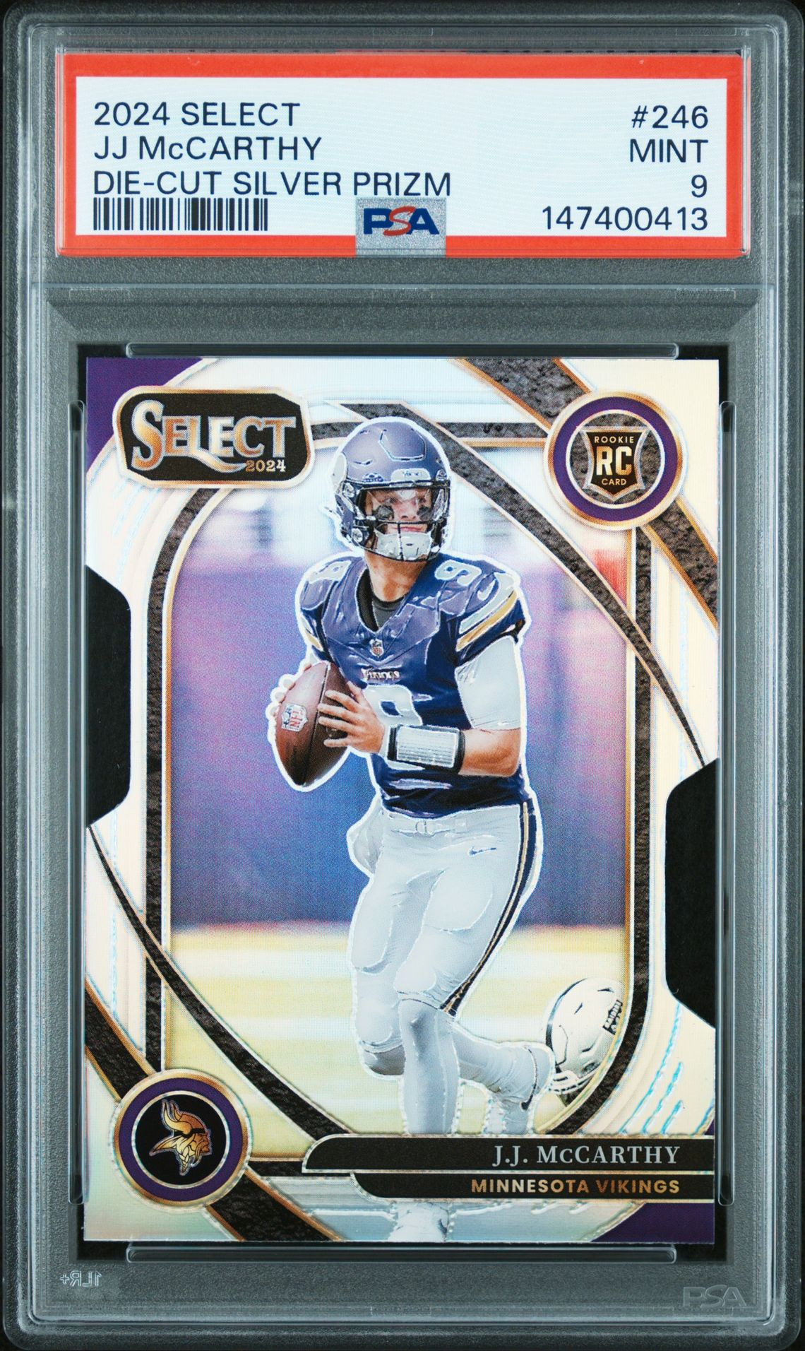 2024 Panini Select Jj Mccarthy #246 (Die-Cut Silver Prizm) Mint 9 front