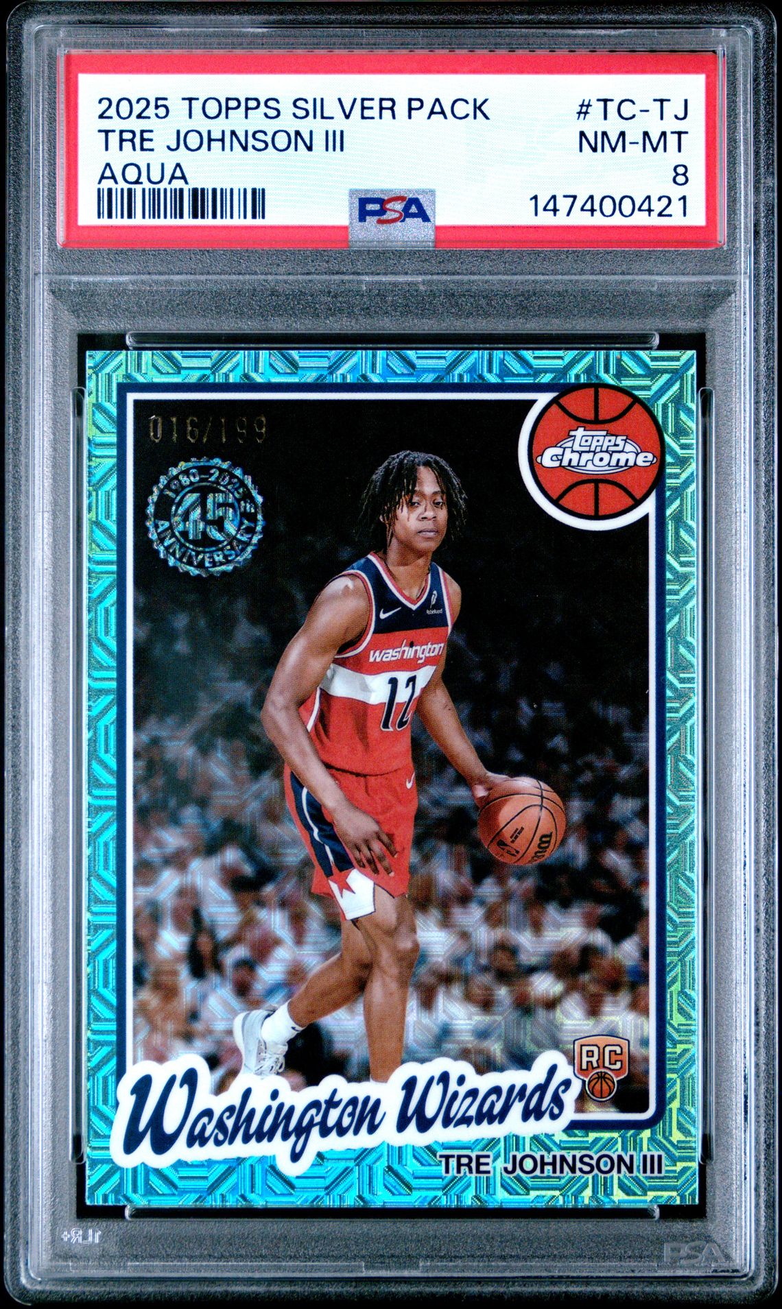 2025 Topps Silver Pack 1980-81 Topps Chrome Basketball Tre Johnson Iii #Tc-Tj (Aqua) Nm-Mt 8 front