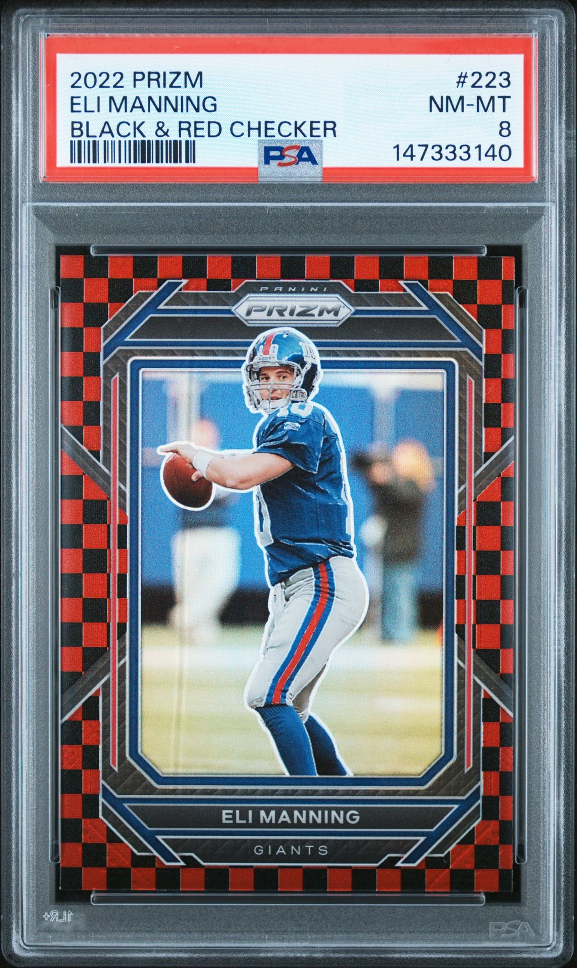 2022 Panini Prizm Eli Manning #223 (Black & Red Checker) Nm-Mt 8 front
