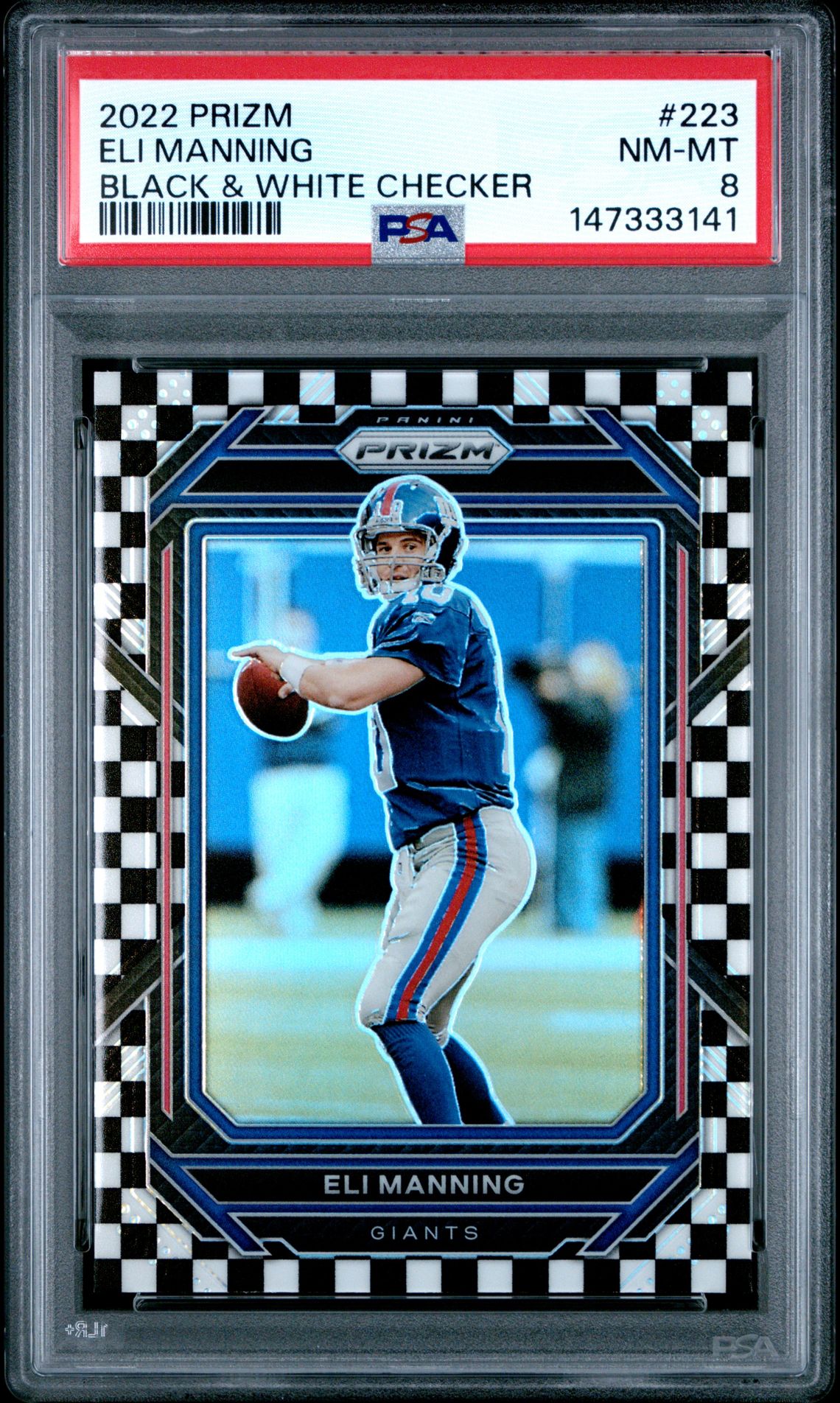 2022 Panini Prizm Eli Manning #223 (Black & White Checker) Nm-Mt 8 front