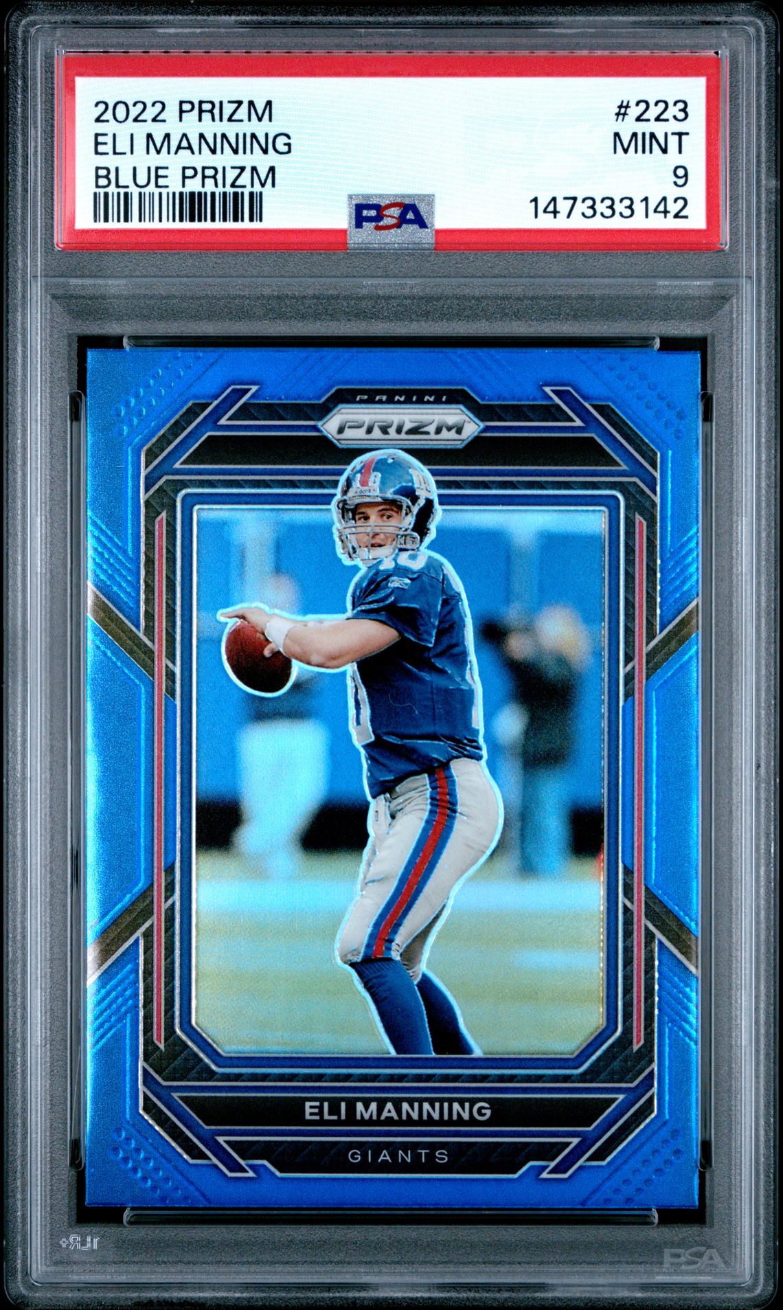 2022 Panini Prizm Eli Manning #223 (Blue Prizm) Mint 9 front