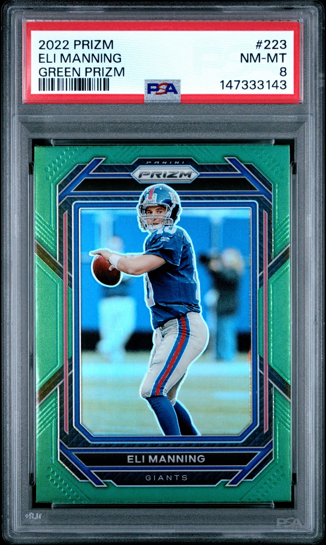 2022 Panini Prizm Eli Manning #223 (Green Prizm) Nm-Mt 8 front