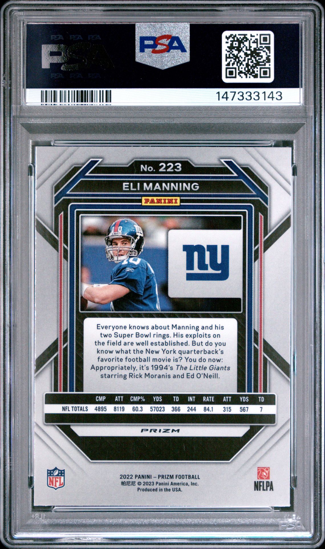 2022 Panini Prizm Eli Manning #223 (Green Prizm) Nm-Mt 8 back