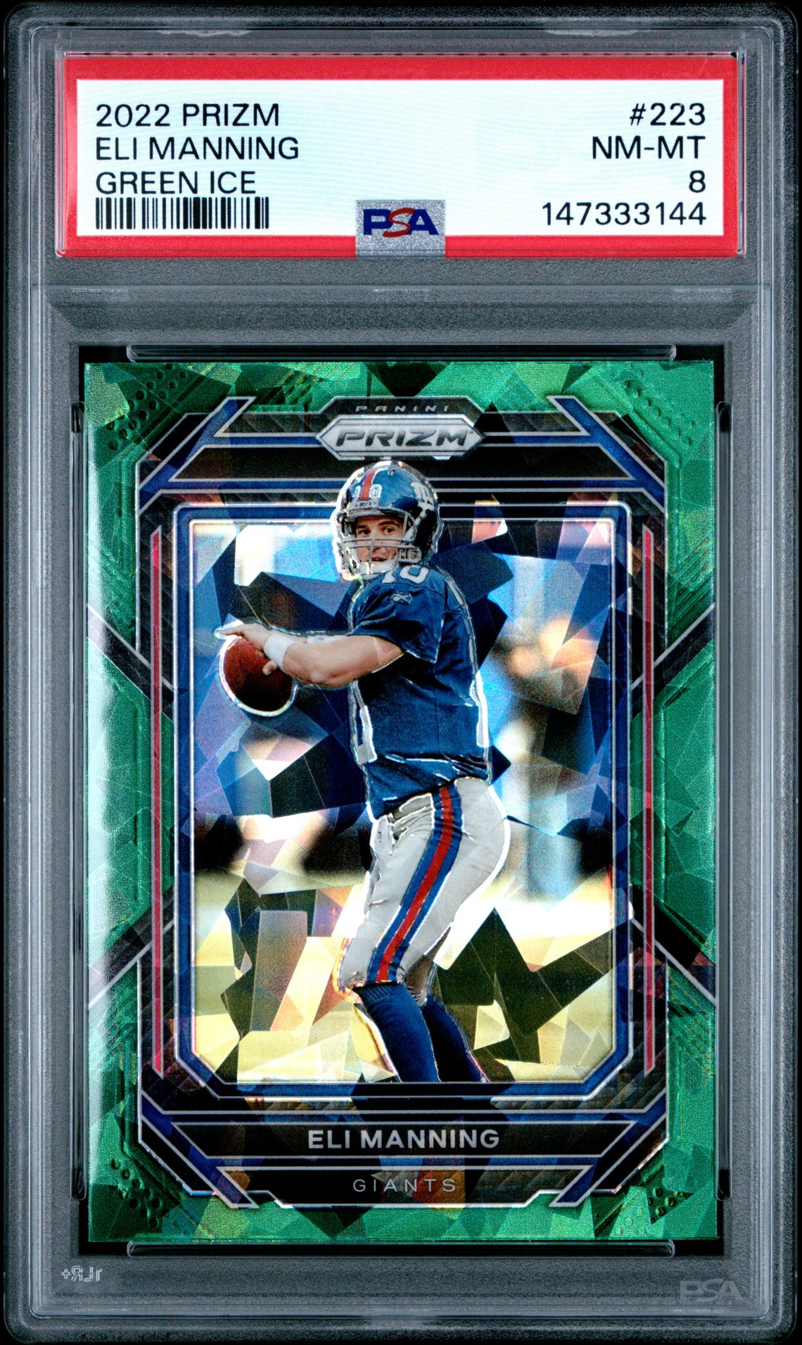 2022 Panini Prizm Eli Manning #223 (Green Ice) Nm-Mt 8 front