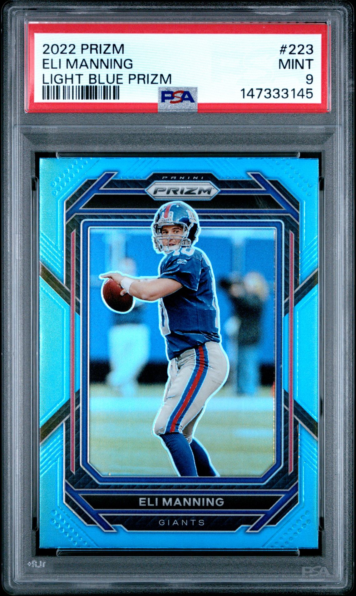 2022 Panini Prizm Eli Manning #223 (Light Blue Prizm) Mint 9 front